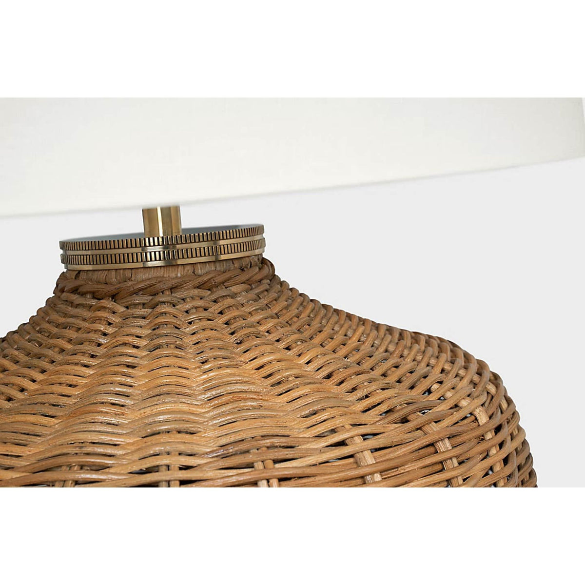 Marie Flanigan Evie Large Table Lamp in Natural Wicker with Linen Shade W23" x H31.75"