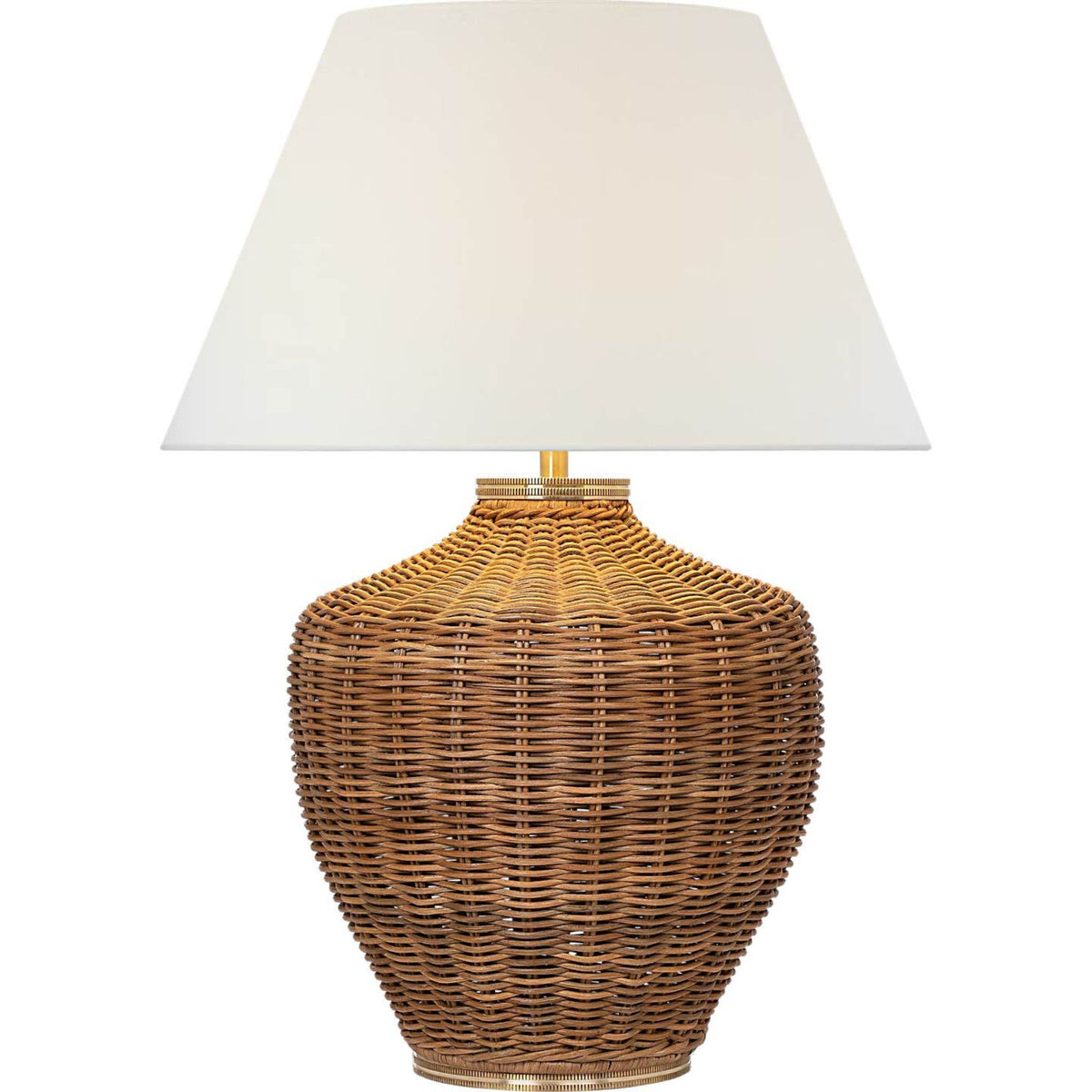Marie Flanigan Evie Large Table Lamp in Natural Wicker with Linen Shade W23" x H31.75"
