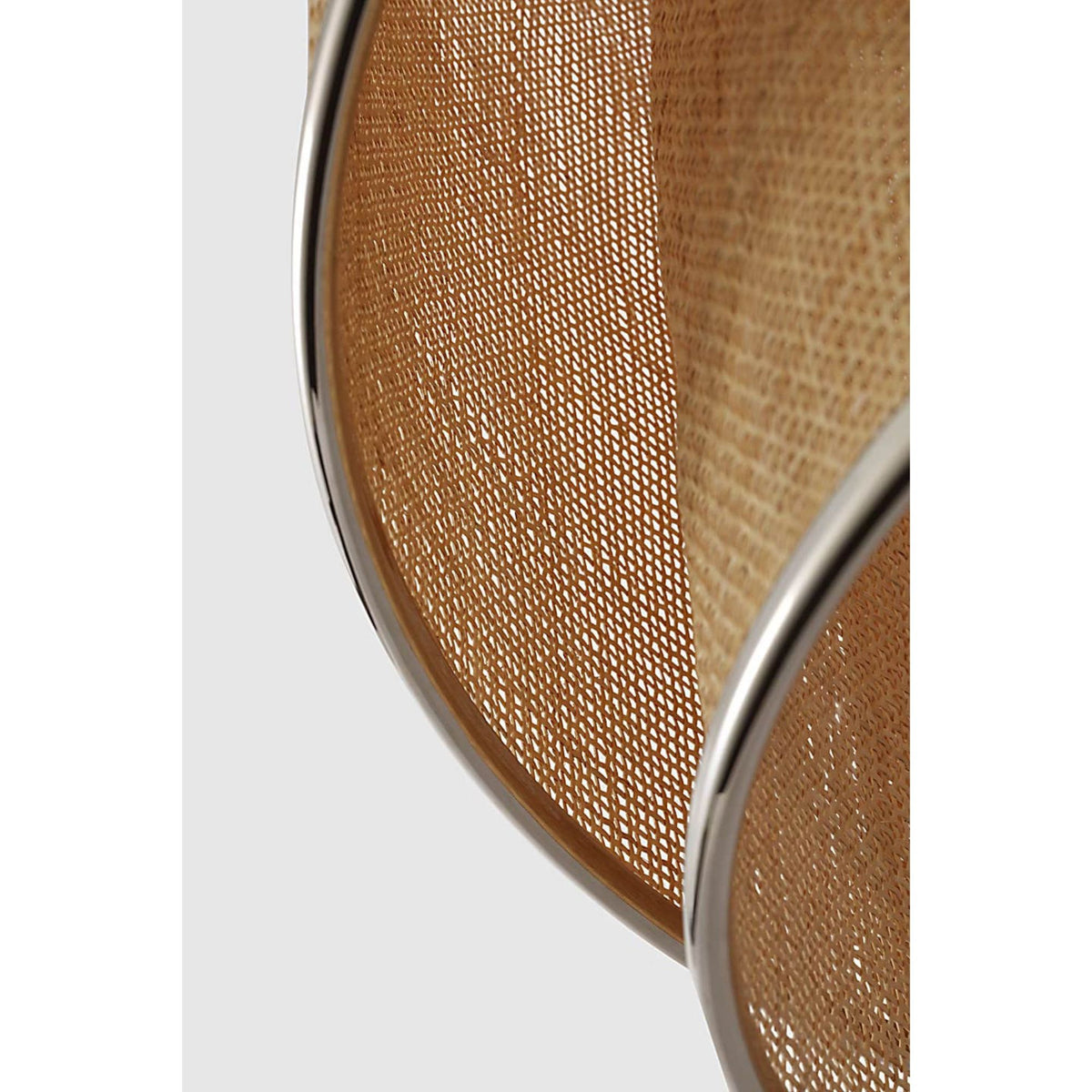 Marie Flanigan Linley Extra Large Hanging Shade in Polished Nickel and Natural Rattan Caning W30" x H31.25"