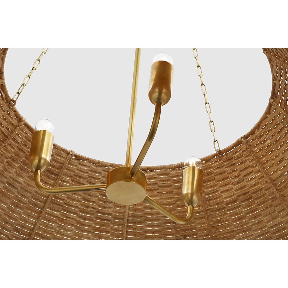 Marie Flanigan Corinne Extra Large Woven Hanging Shade in Soft Brass with Natural Wicker Shade W36.25" x H32.5"
