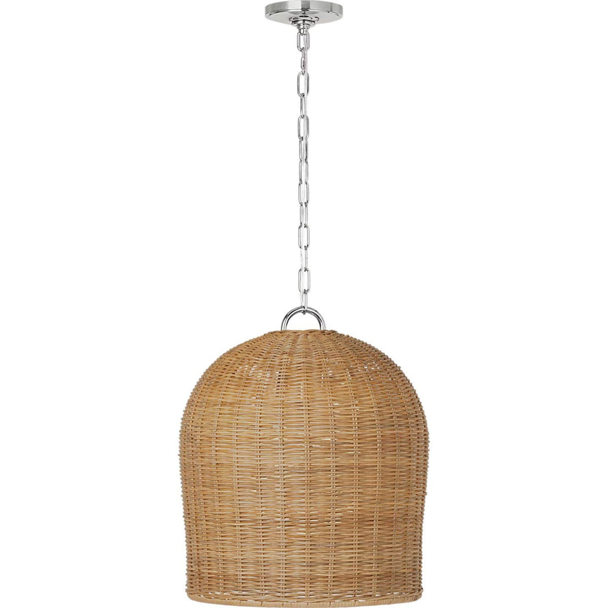 Marie Flanigan Nancy 18" Woven Hanging Shade in Polished Nickel with Natural Wicker Shade W18.75"