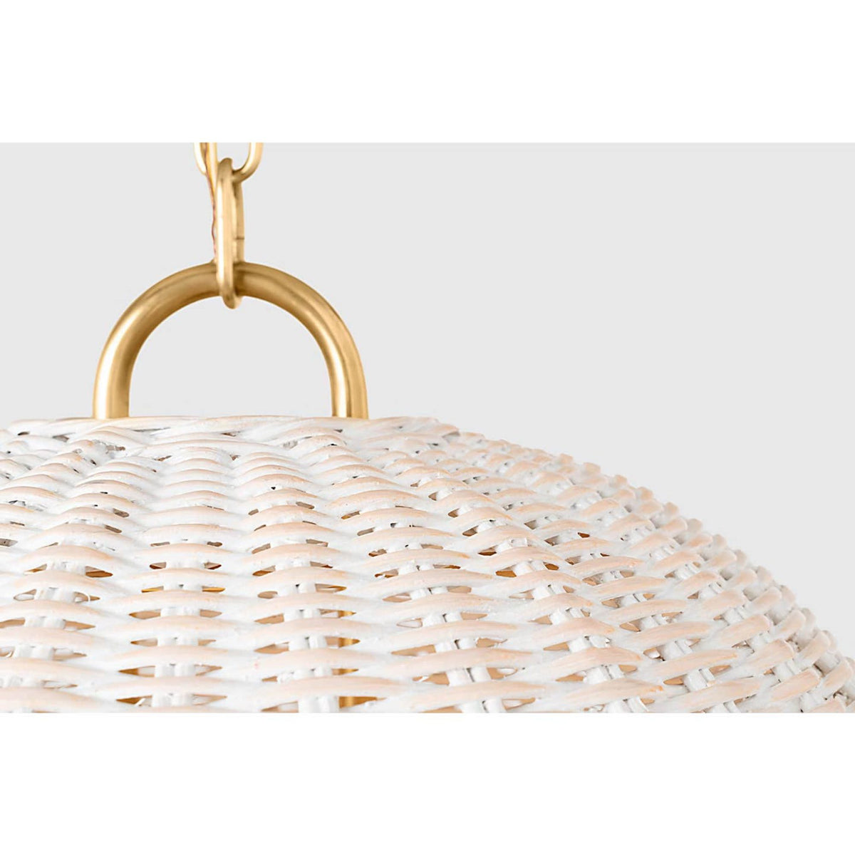 Marie Flanigan Nancy 18" Woven Hanging Shade in Soft Brass with White Wicker Shade W18.75"