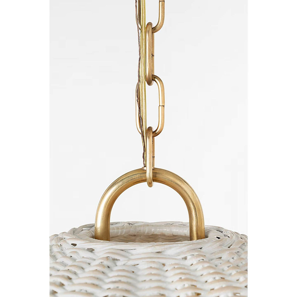 Marie Flanigan Nancy 18" Woven Hanging Shade in Soft Brass with White Wicker Shade W18.75"