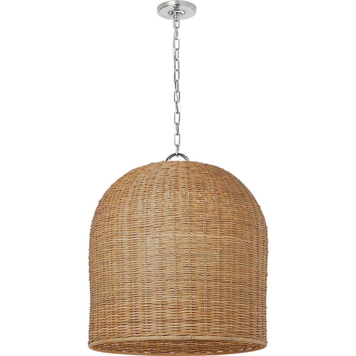 Marie Flanigan Nancy 25" Woven Hanging Shade in Polished Nickel with Natural Wicker Shade W25.25"