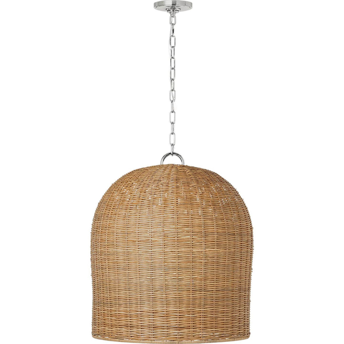 Marie Flanigan Nancy 25" Woven Hanging Shade in Polished Nickel with Natural Wicker Shade W25.25"