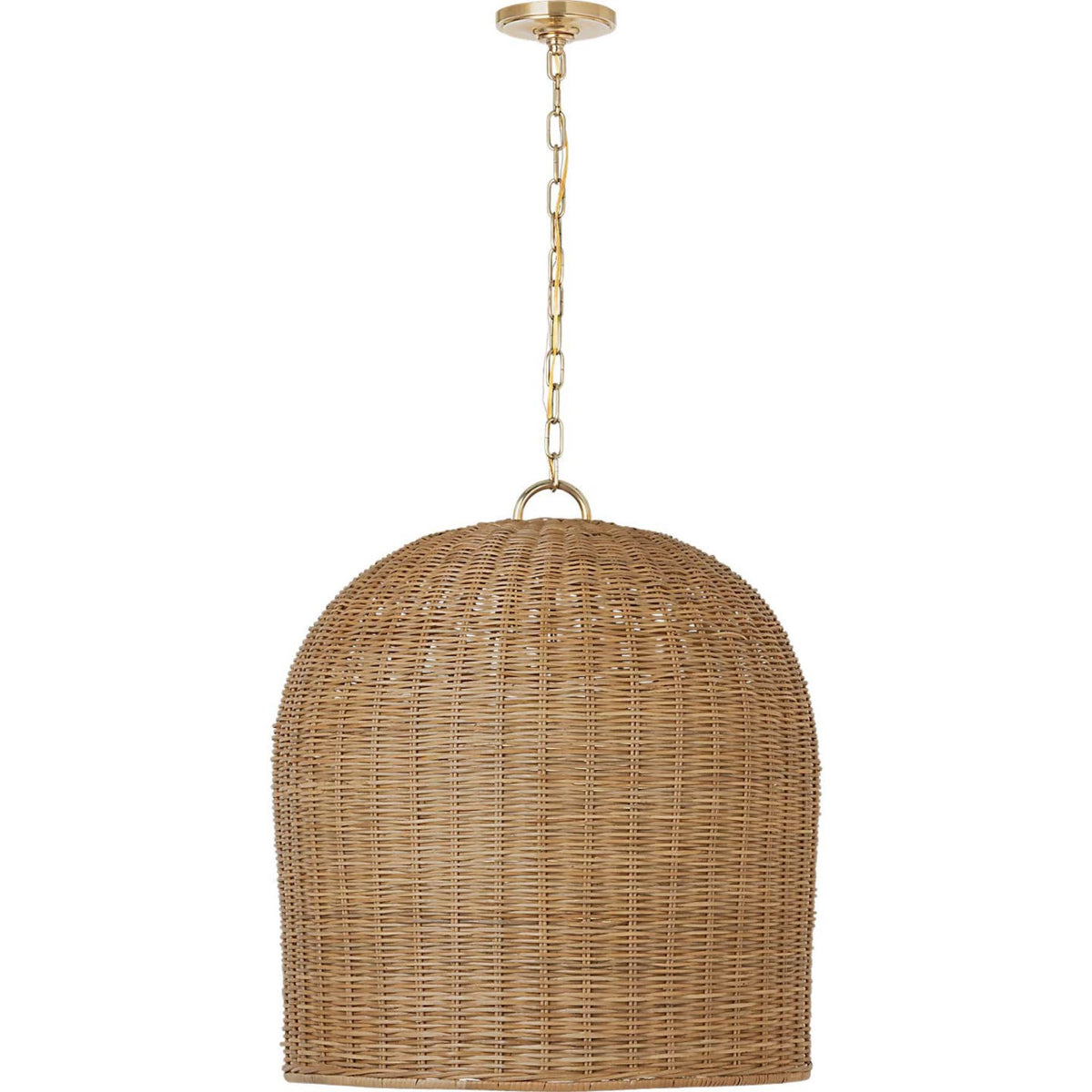 Marie Flanigan Nancy 25" Woven Hanging Shade in Soft Brass with Natural Wicker Shade W25.25"