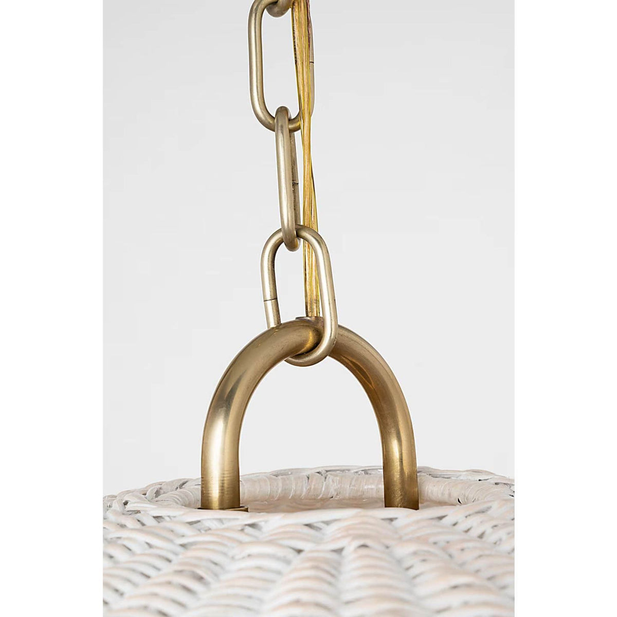 Marie Flanigan Nancy 25" Woven Hanging Shade in Soft Brass with White Wicker Shade W25.25"