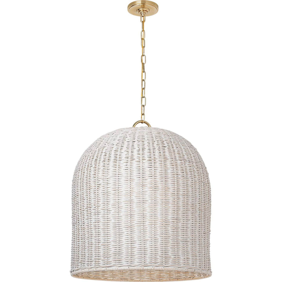 Marie Flanigan Nancy 25" Woven Hanging Shade in Soft Brass with White Wicker Shade W25.25"