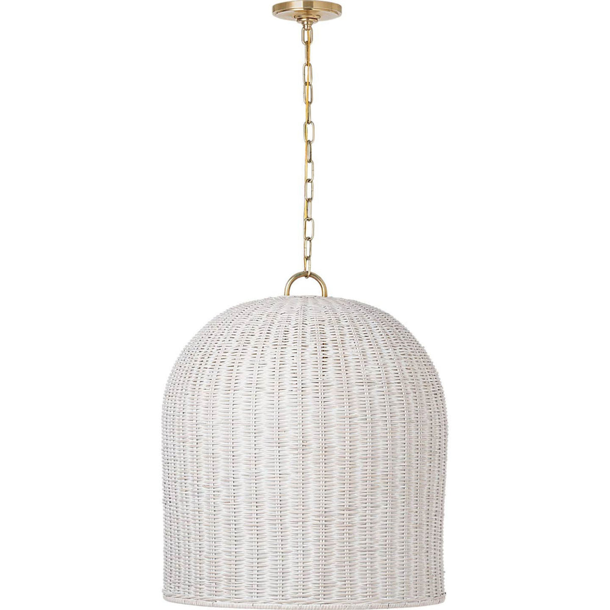 Marie Flanigan Nancy 25" Woven Hanging Shade in Soft Brass with White Wicker Shade W25.25"