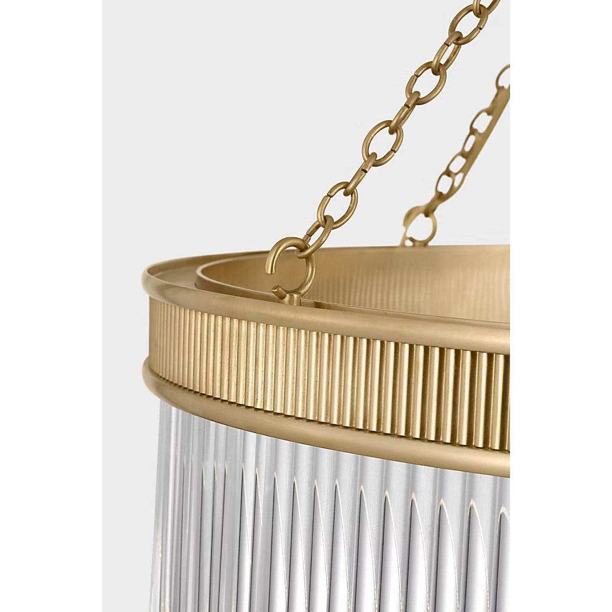Marie Flanigan Menil 26" Chandelier in Soft Brass with Crystal Rods W26.25" x H23"