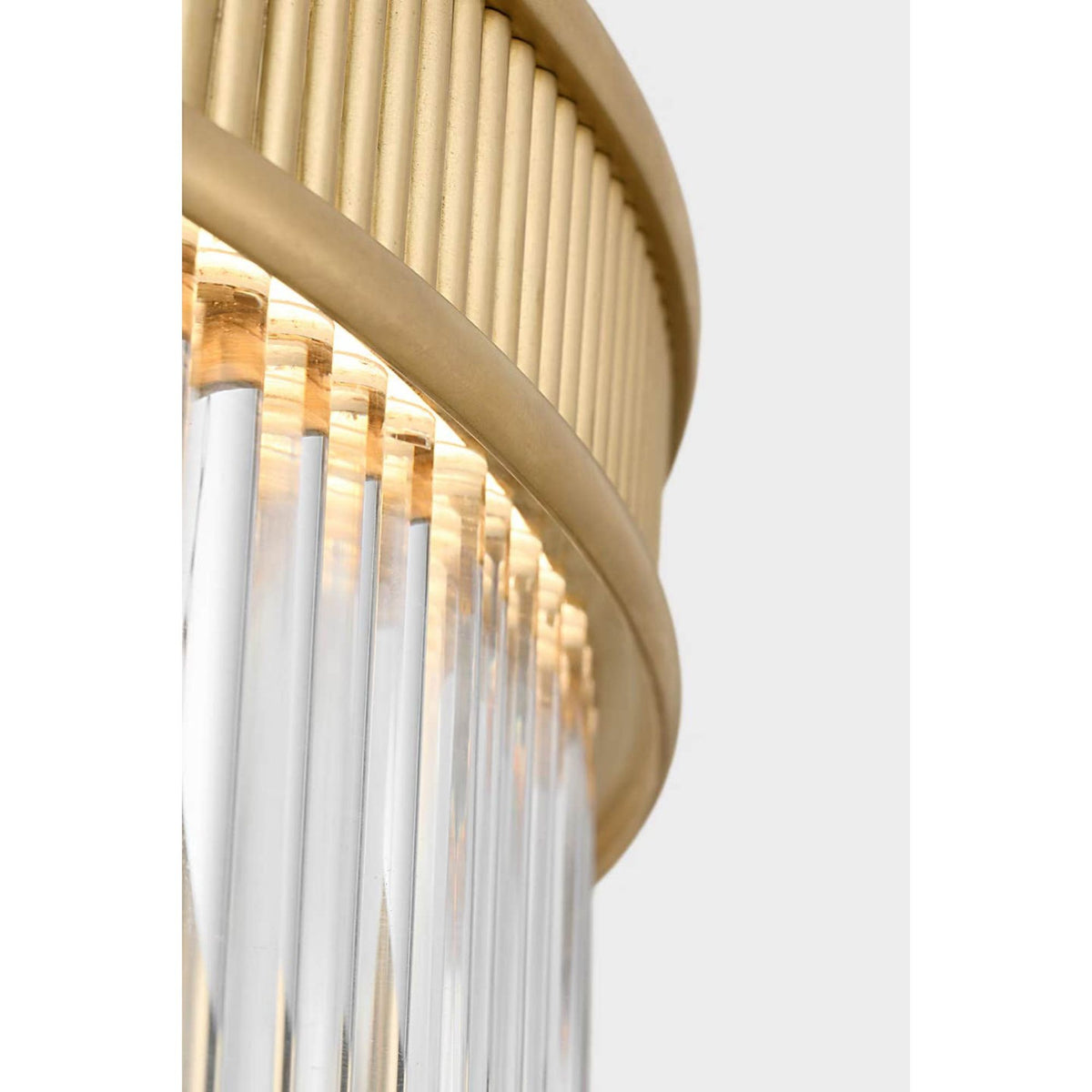 Marie Flanigan Menil 26" Chandelier in Soft Brass with Crystal Rods W26.25" x H23"