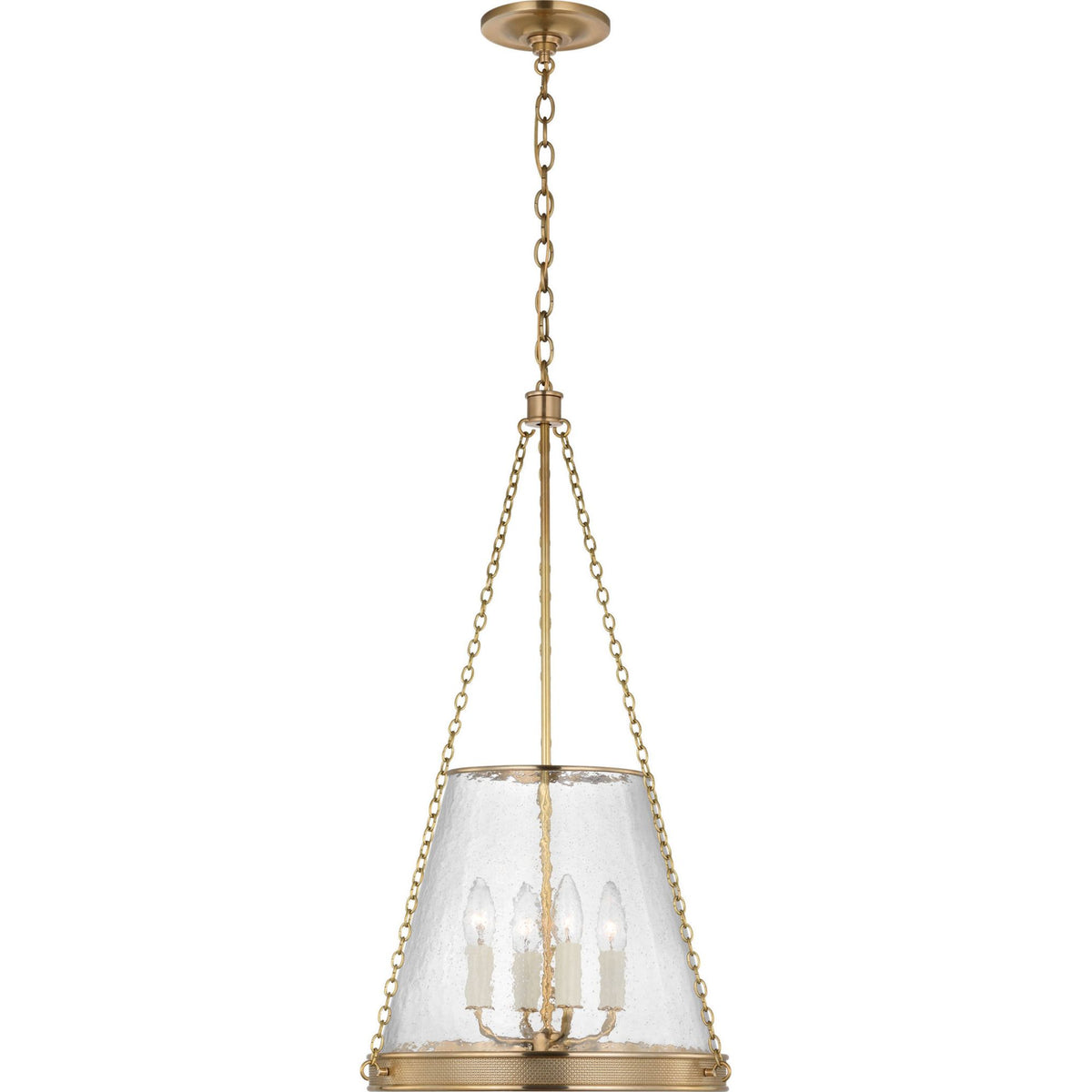 Marie Flanigan Reese 14" Pendant in Soft Brass with Clear Restoration Glass W14" x H28.5"
