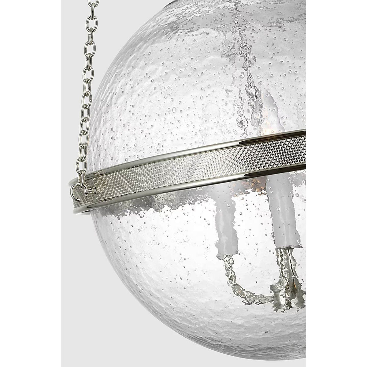 Marie Flanigan Reese 18" Globe Pendant in Polished Nickel with Clear Restoration Glass W18.25" x H44.75"
