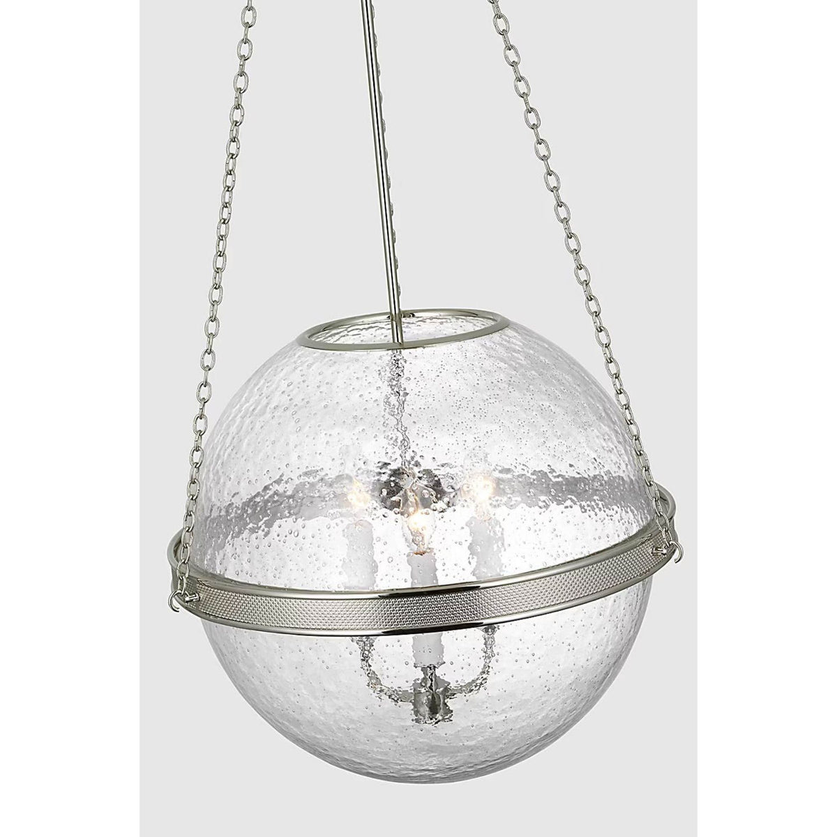 Marie Flanigan Reese 18" Globe Pendant in Polished Nickel with Clear Restoration Glass W18.25" x H44.75"