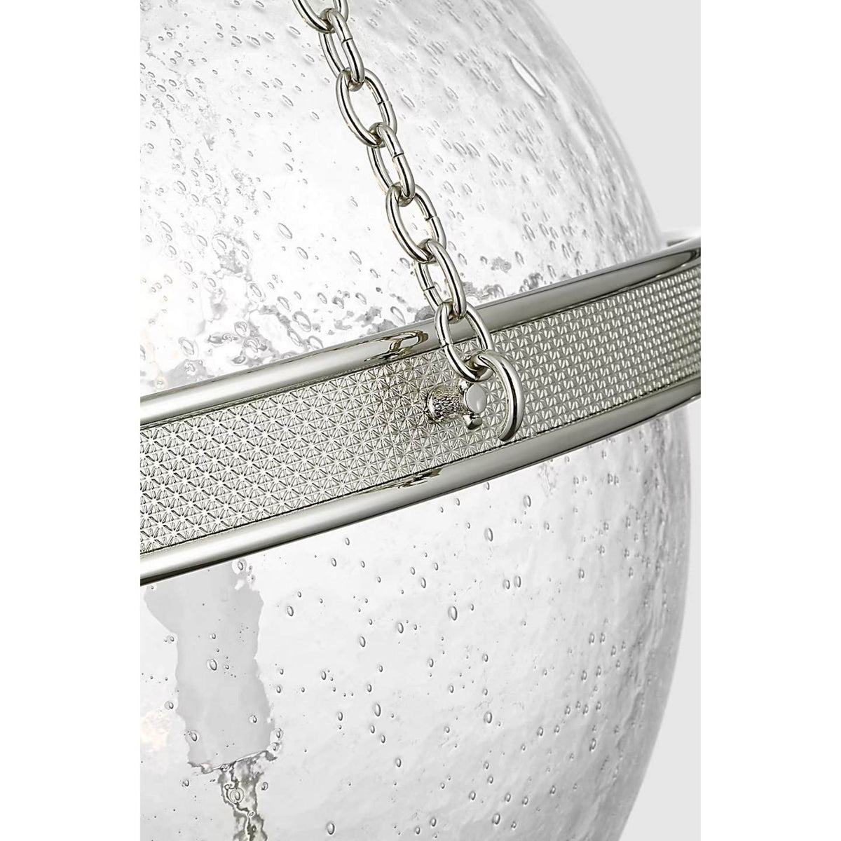Marie Flanigan Reese 18" Globe Pendant in Polished Nickel with Clear Restoration Glass W18.25" x H44.75"