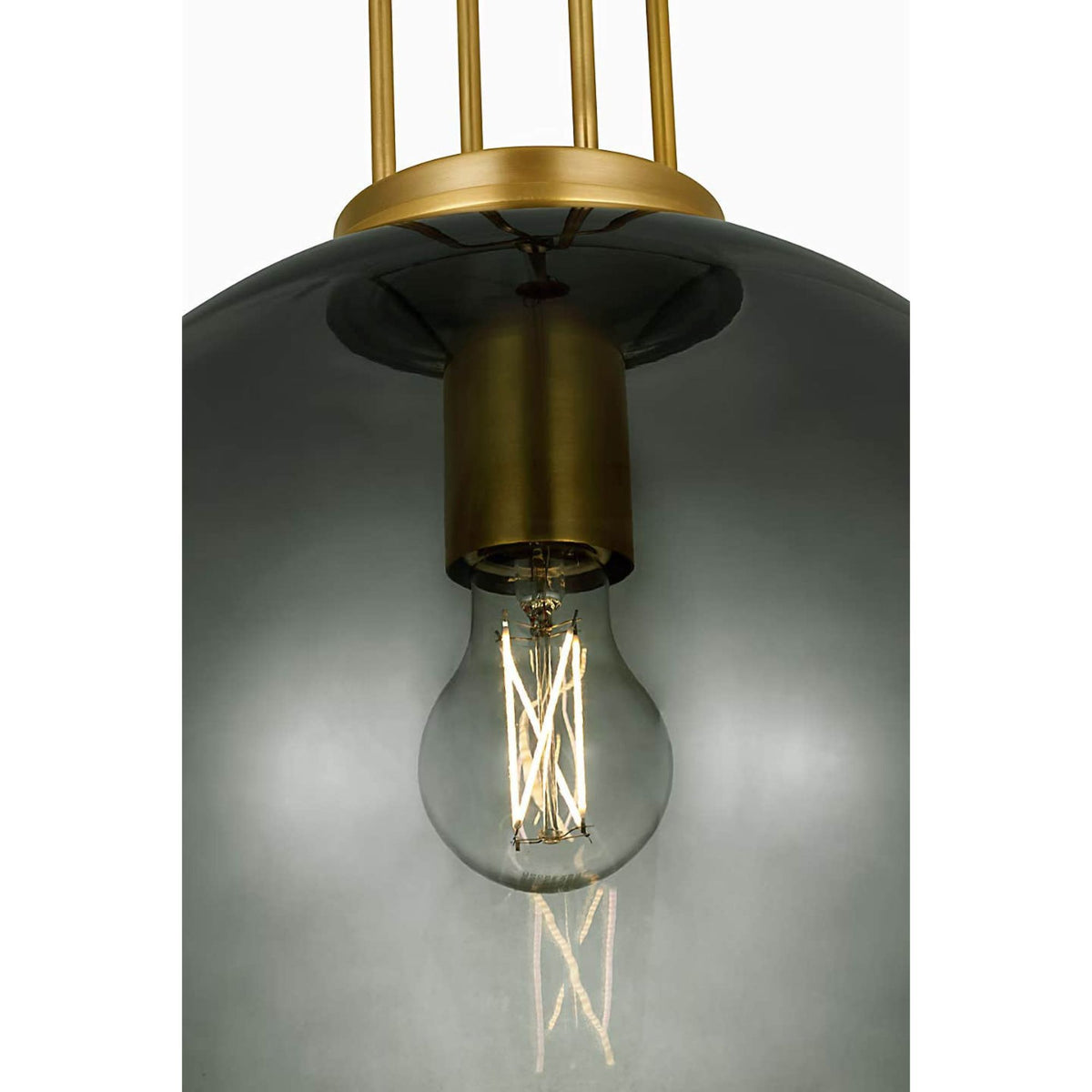 Marie Flanigan Meir 12" Pendant in Soft Brass with Smoked Glass W12"