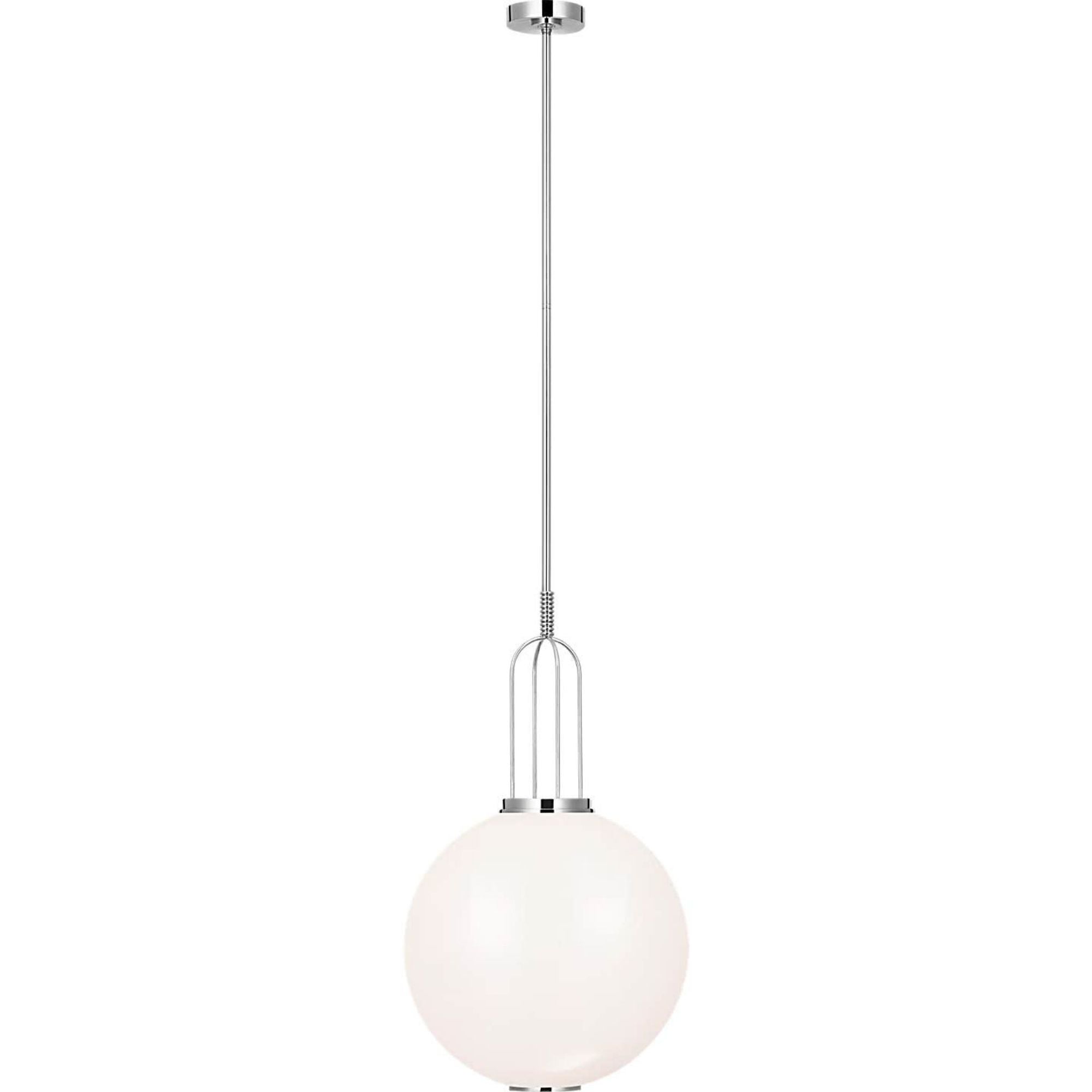Marie Flanigan Meir 16" Pendant in Polished Nickel with White Glass W16"