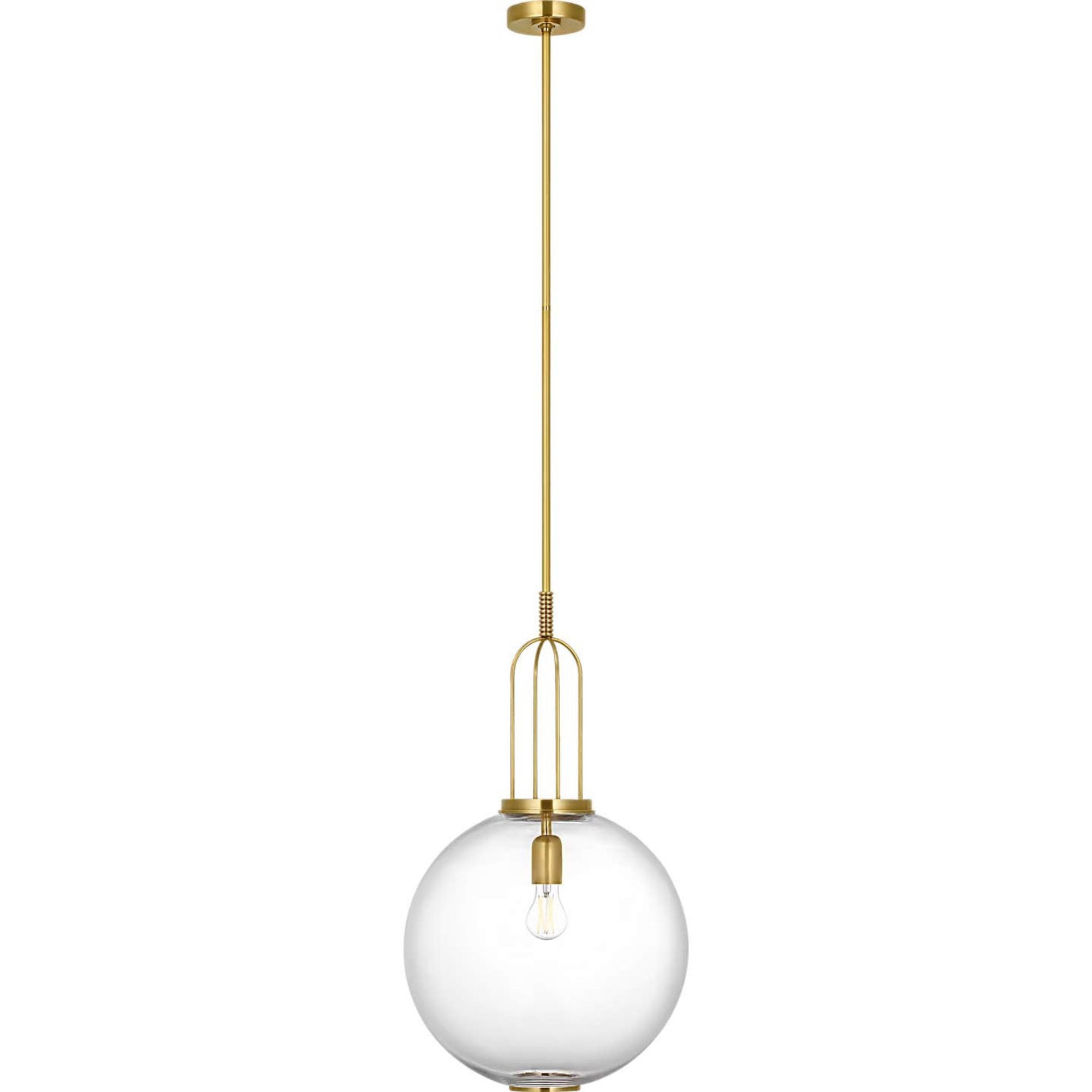 Marie Flanigan Meir 16" Pendant in Soft Brass with Clear Glass W16"