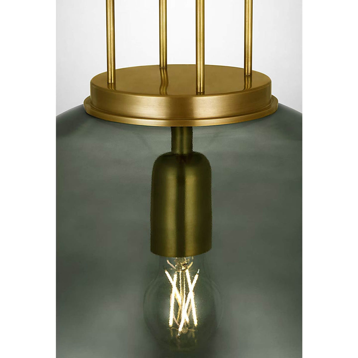 Marie Flanigan Meir 16" Pendant in Soft Brass with Smoked Glass W16"