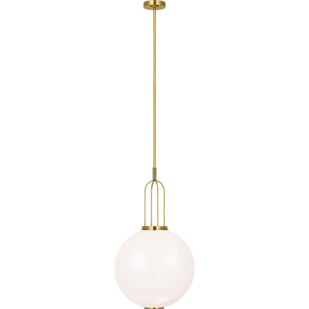 Marie Flanigan Meir 16" Pendant in Soft Brass with White Glass W16"