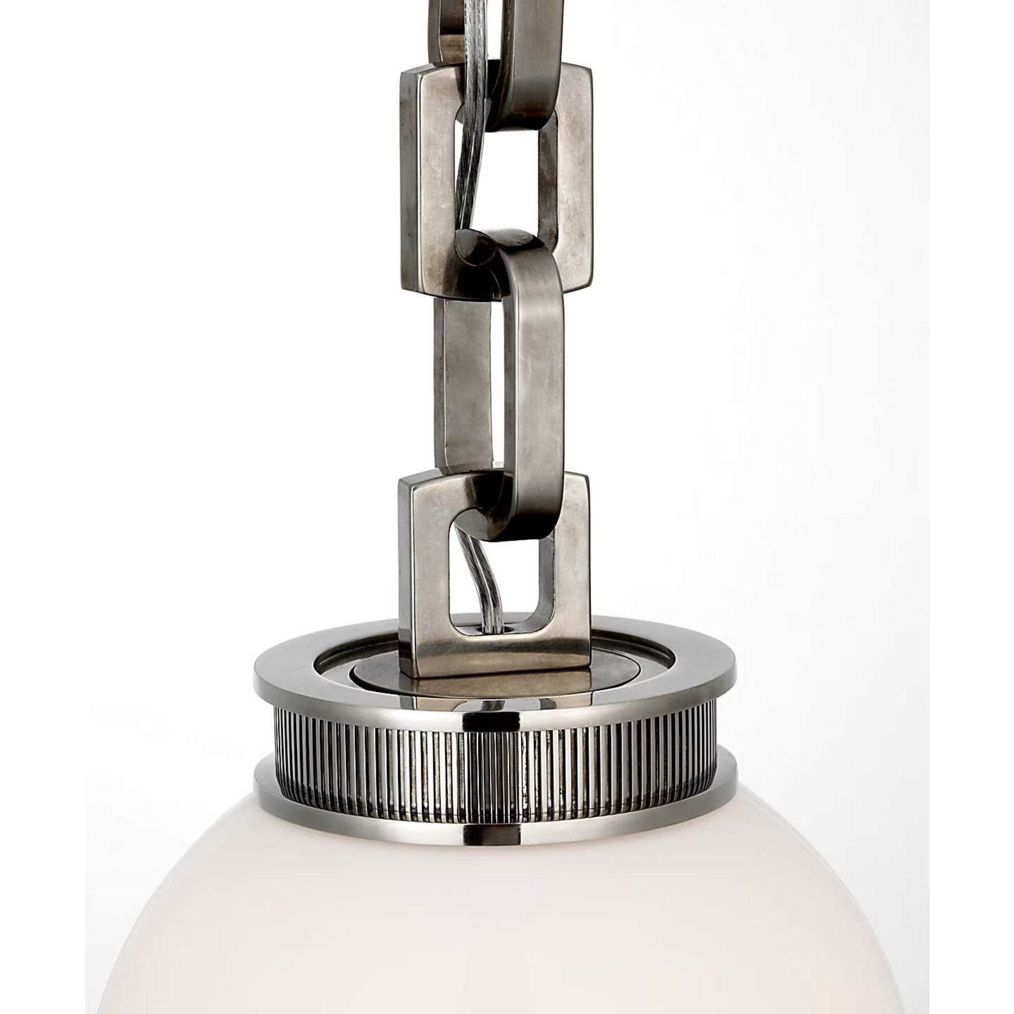 Marie Flanigan Bellamy 1 Light Statement Chain 8" Globe Chandelier in Pewter with White Glass W8"