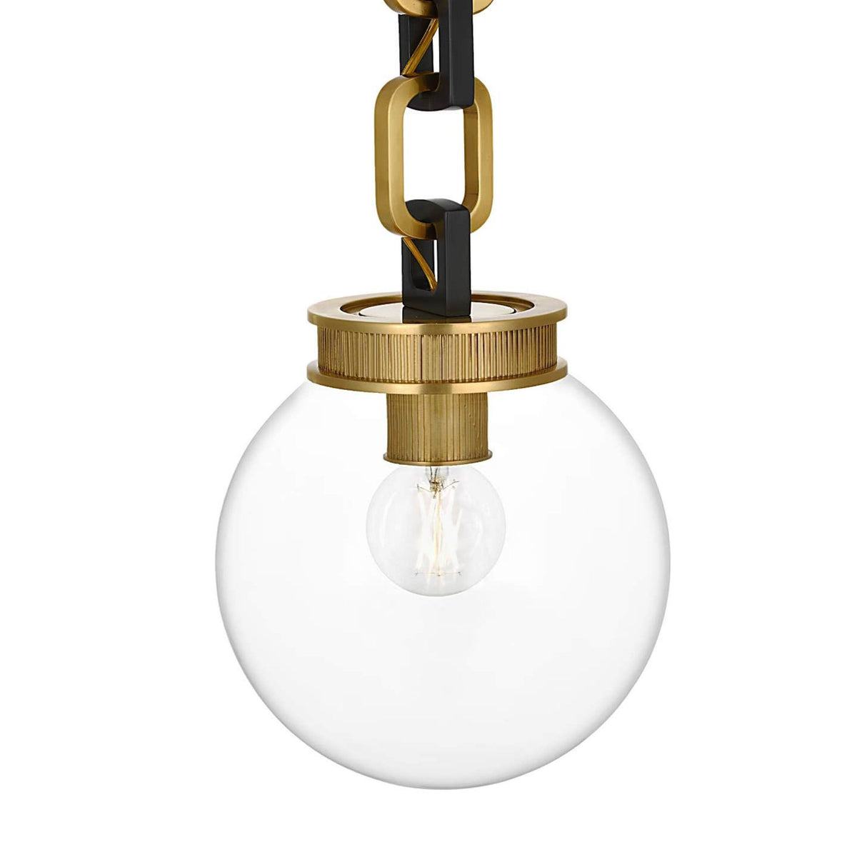 Marie Flanigan Bellamy 1 Light Statement Chain 8" Globe Chandelier in Soft Brass and Bronze with Clear Glass W8"