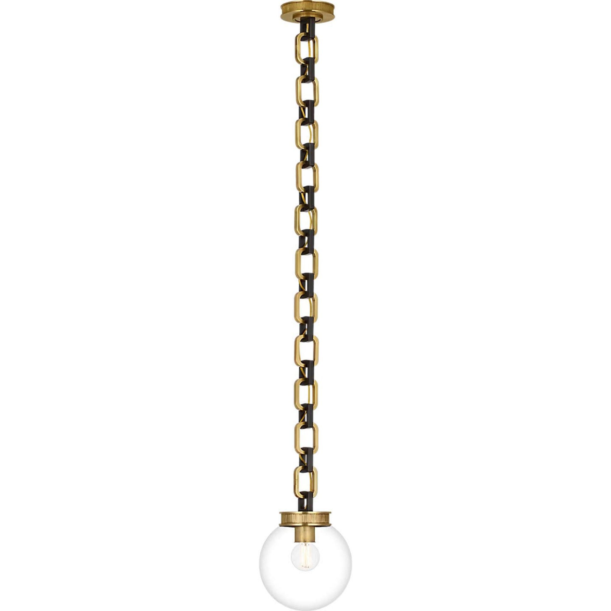 Marie Flanigan Bellamy 1 Light Statement Chain 8" Globe Chandelier in Soft Brass and Bronze with Clear Glass W8"