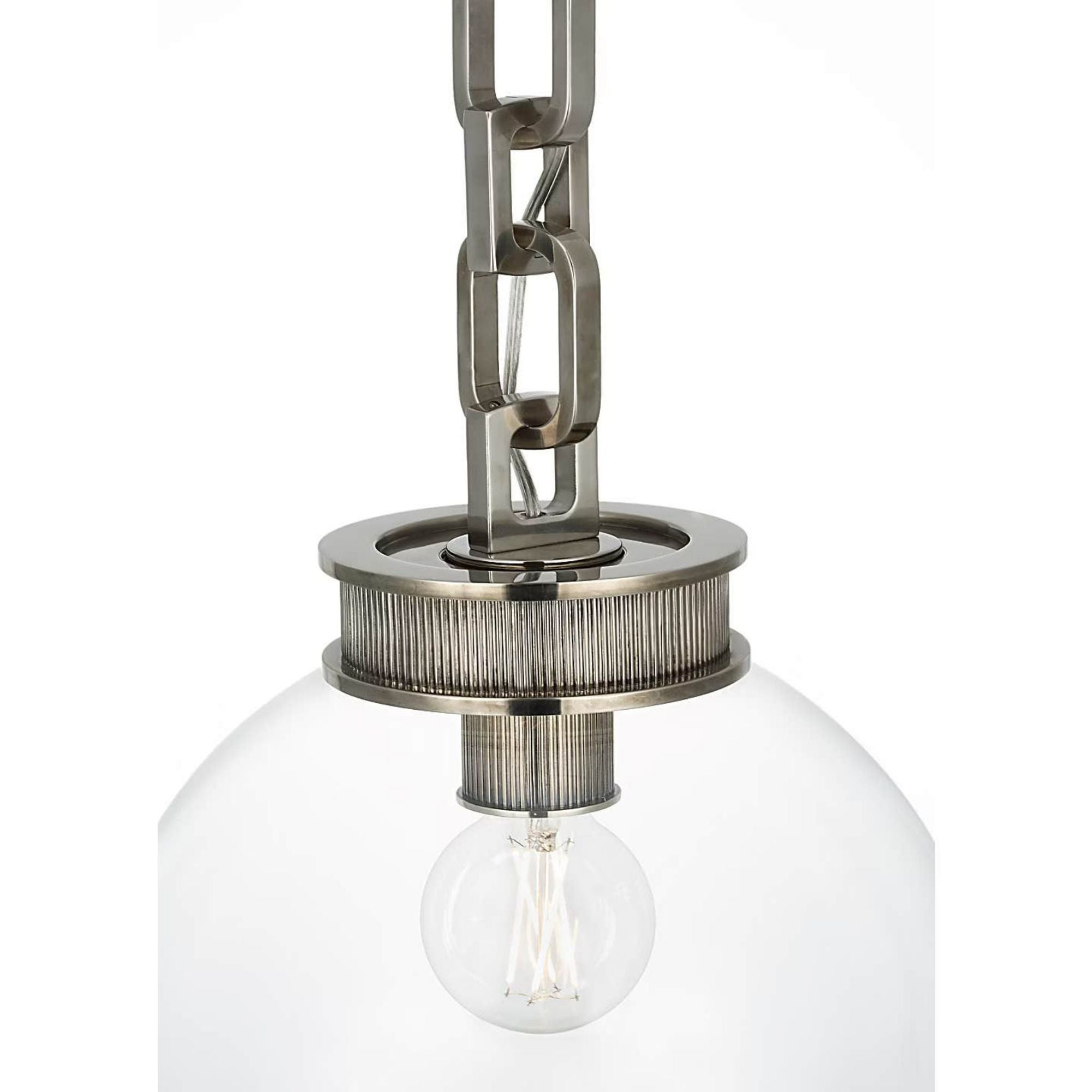 Marie Flanigan Bellamy 1 Light Statement Chain 12" Globe Chandelier in Pewter with Clear Glass W12"