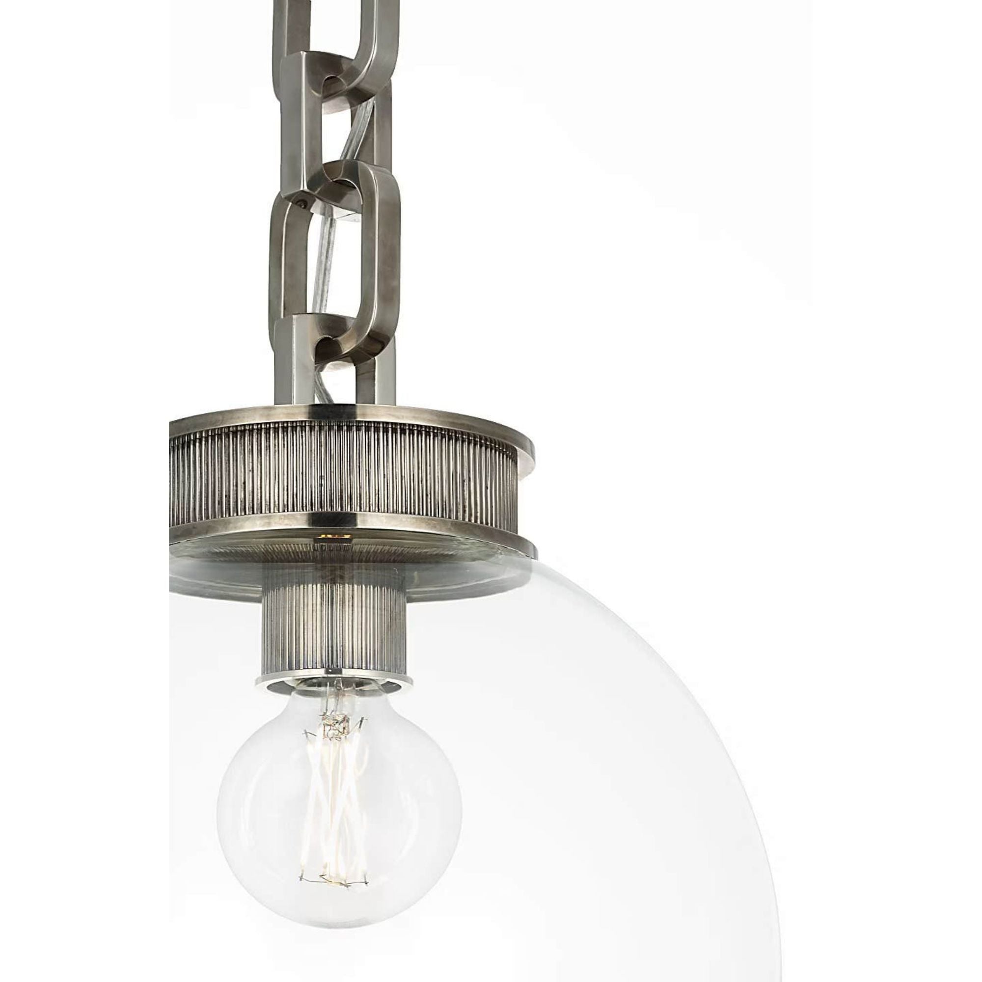 Marie Flanigan Bellamy 1 Light Statement Chain 12" Globe Chandelier in Pewter with Clear Glass W12"