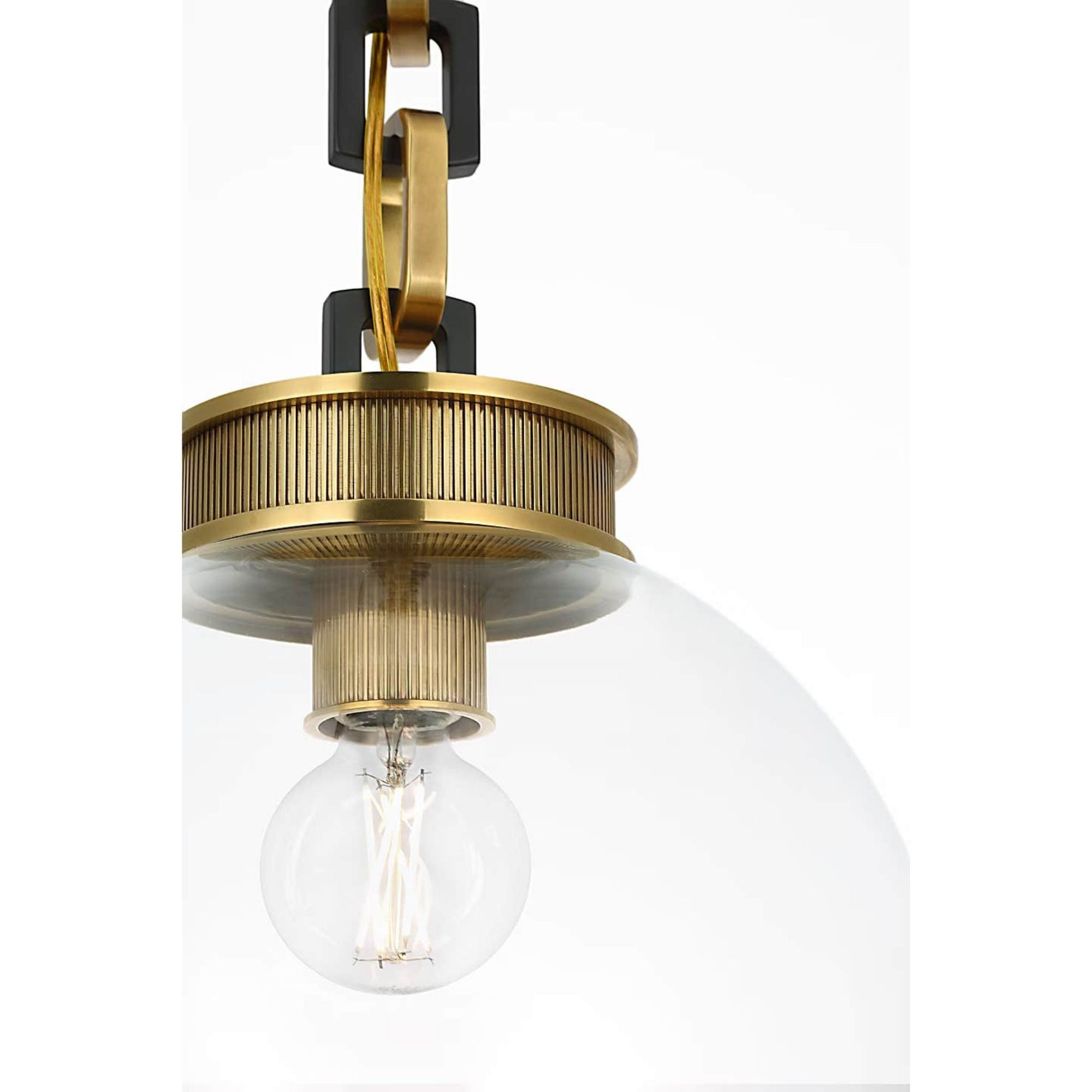 Marie Flanigan Bellamy 1 Light Statement Chain 12" Globe Chandelier in Soft Brass and Bronze with Clear Glass W12"