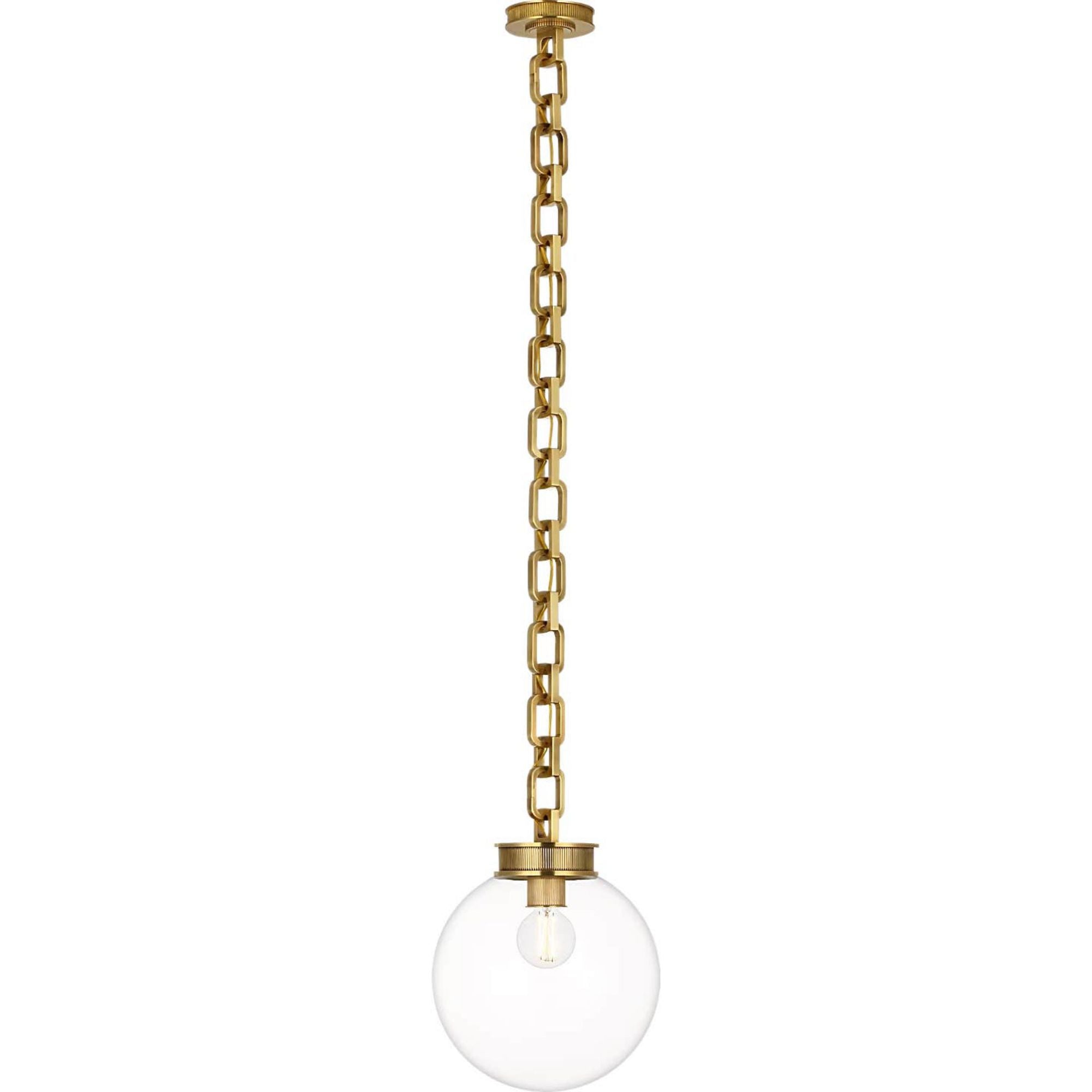 Marie Flanigan Bellamy 1 Light Statement Chain 12" Globe Chandelier in Soft Brass with Clear Glass W12"