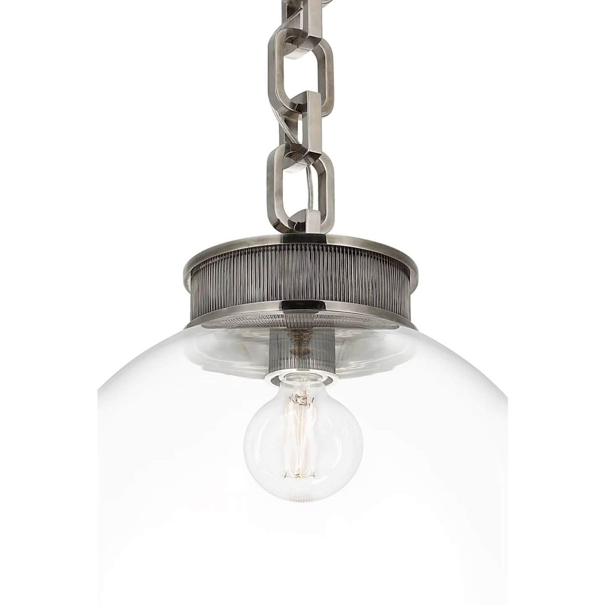 Marie Flanigan Bellamy 1 Light Statement Chain 16" Globe Chandelier in Pewter with Clear Glass W16"