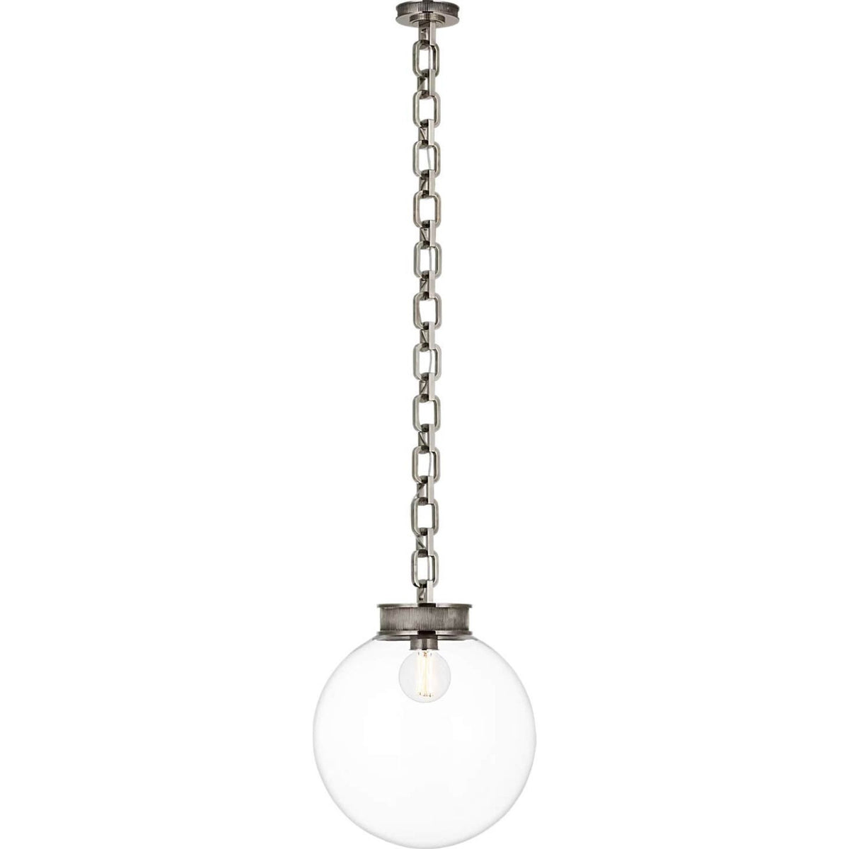 Marie Flanigan Bellamy 1 Light Statement Chain 16" Globe Chandelier in Pewter with Clear Glass W16"
