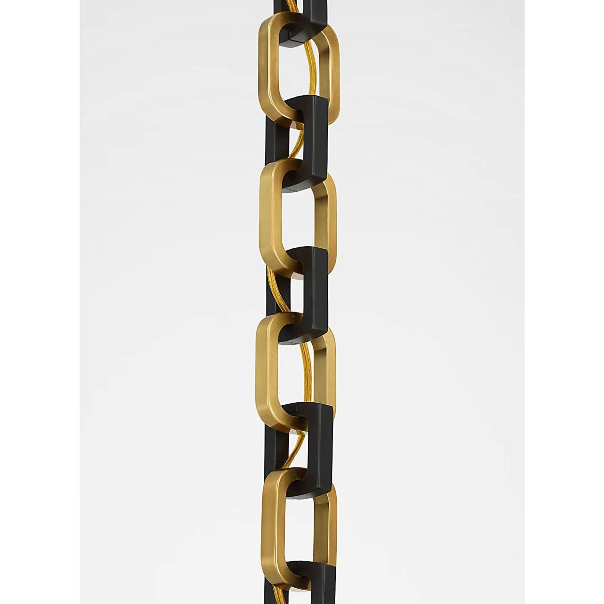 Marie Flanigan Bellamy 1 Light Statement Chain 16" Globe Chandelier in Soft Brass and Bronze with White Glass W16"