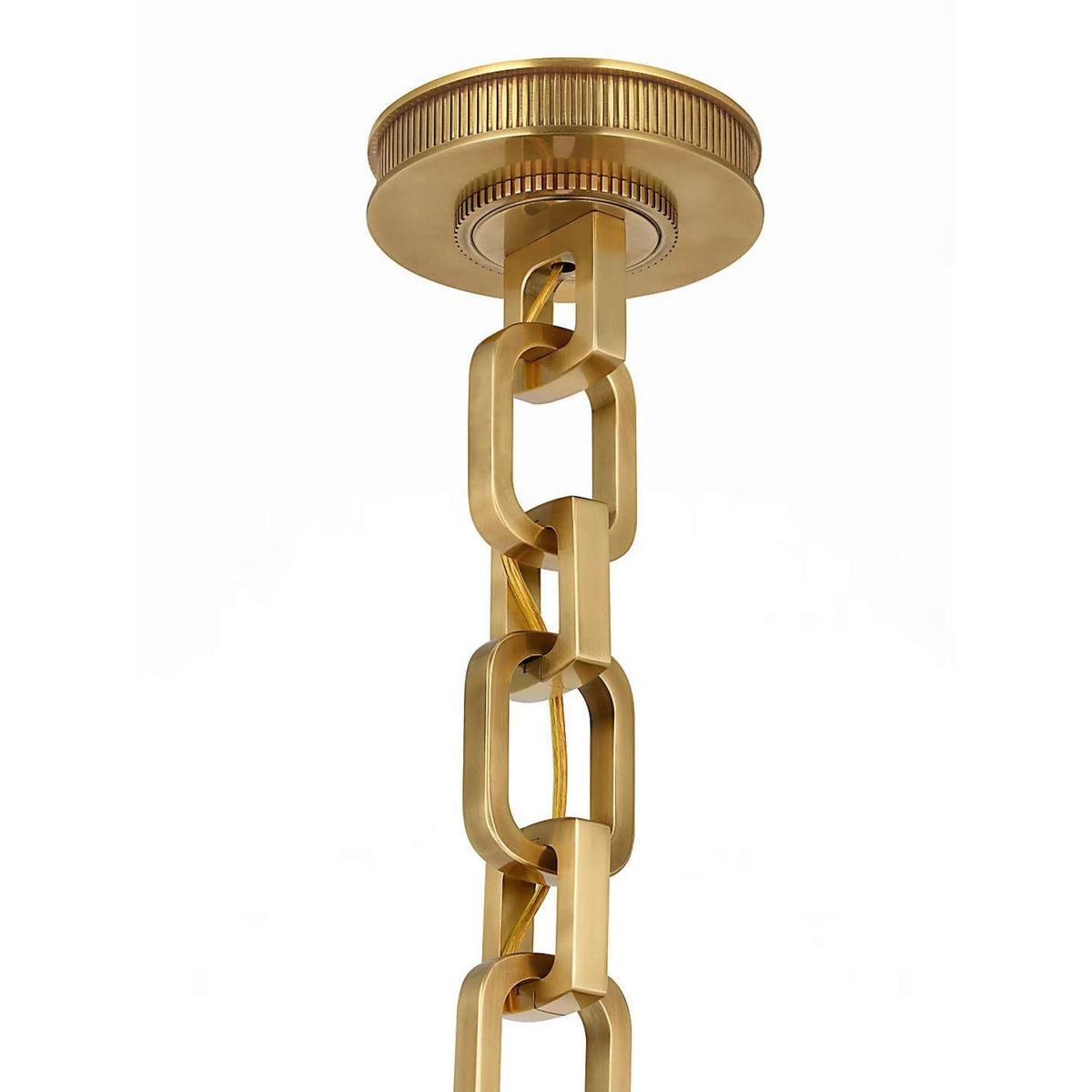 Marie Flanigan Bellamy 1 Light Statement Chain 16" Globe Chandelier in Soft Brass with Clear Glass W16"