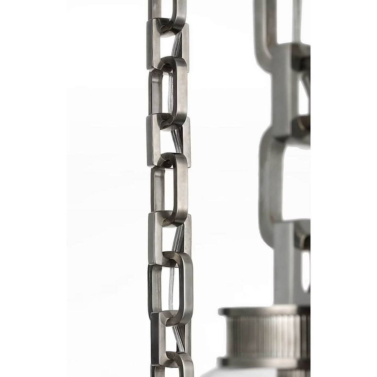 Marie Flanigan Bellamy 2 Light Statement Chain 8" Globe Chandelier in Pewter with Clear Glass W33"