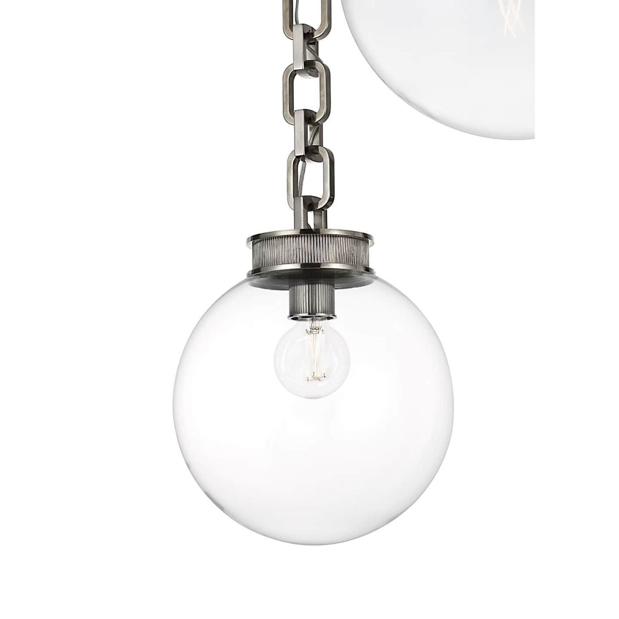 Marie Flanigan Bellamy 2 Light Statement Chain 12" Globe Chandelier in Pewter with Clear Glass W37"