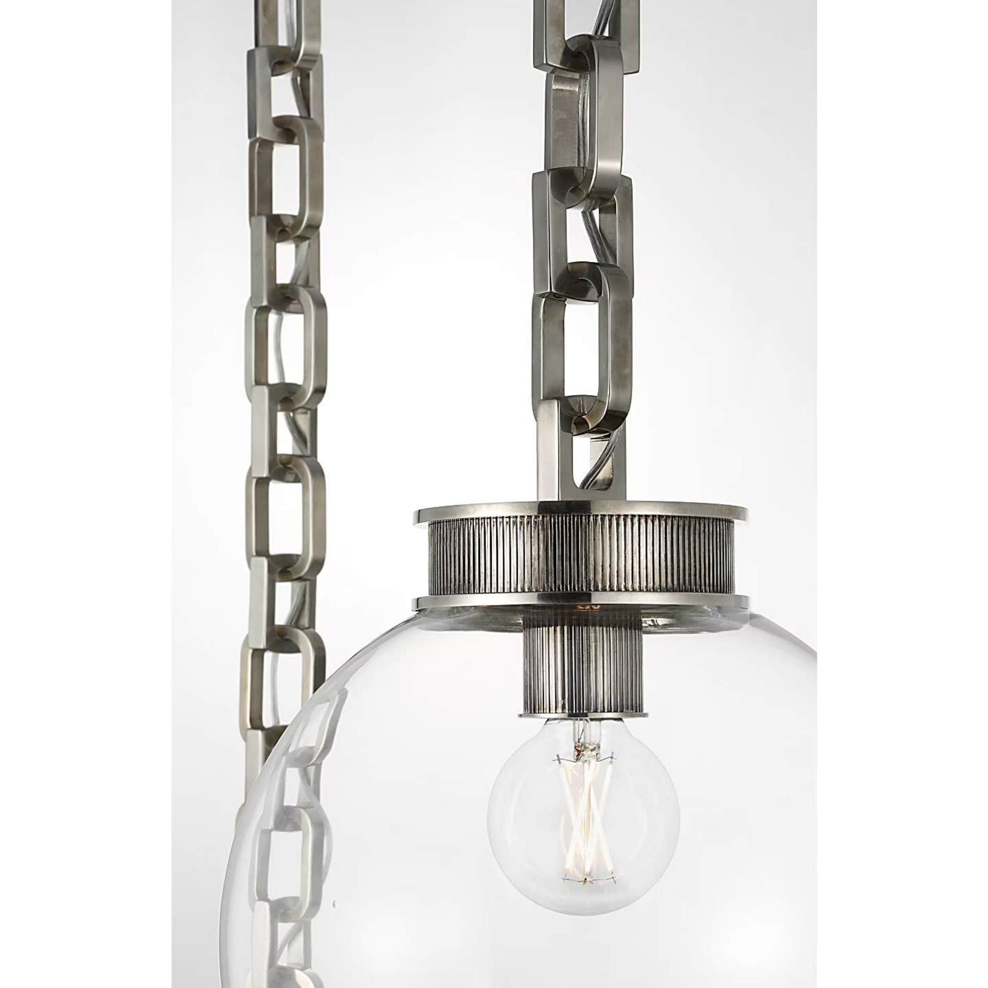 Marie Flanigan Bellamy 2 Light Statement Chain 12" Globe Chandelier in Pewter with Clear Glass W37"