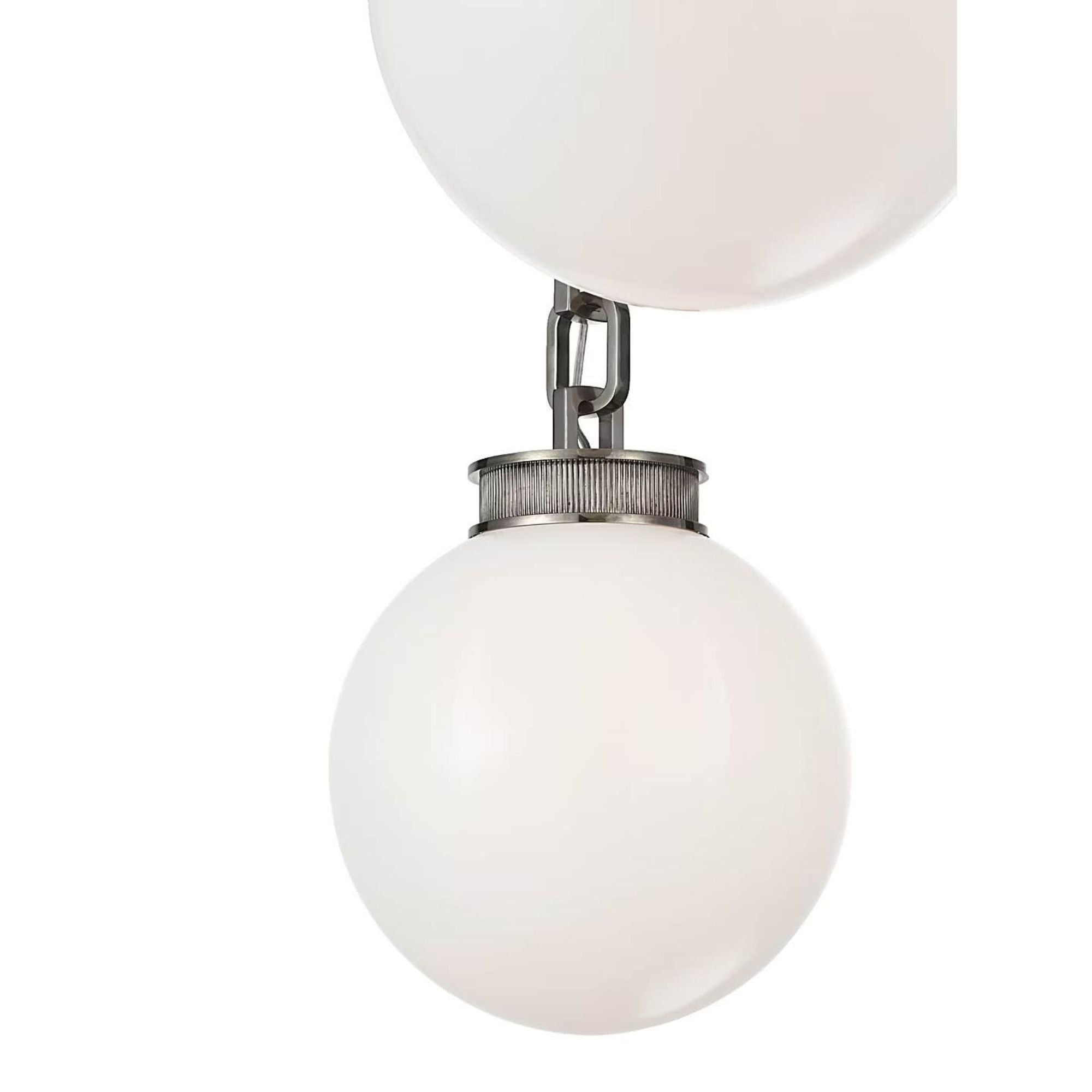 Marie Flanigan Bellamy 2 Light Statement Chain 12" Globe Chandelier in Pewter with White Glass W37"