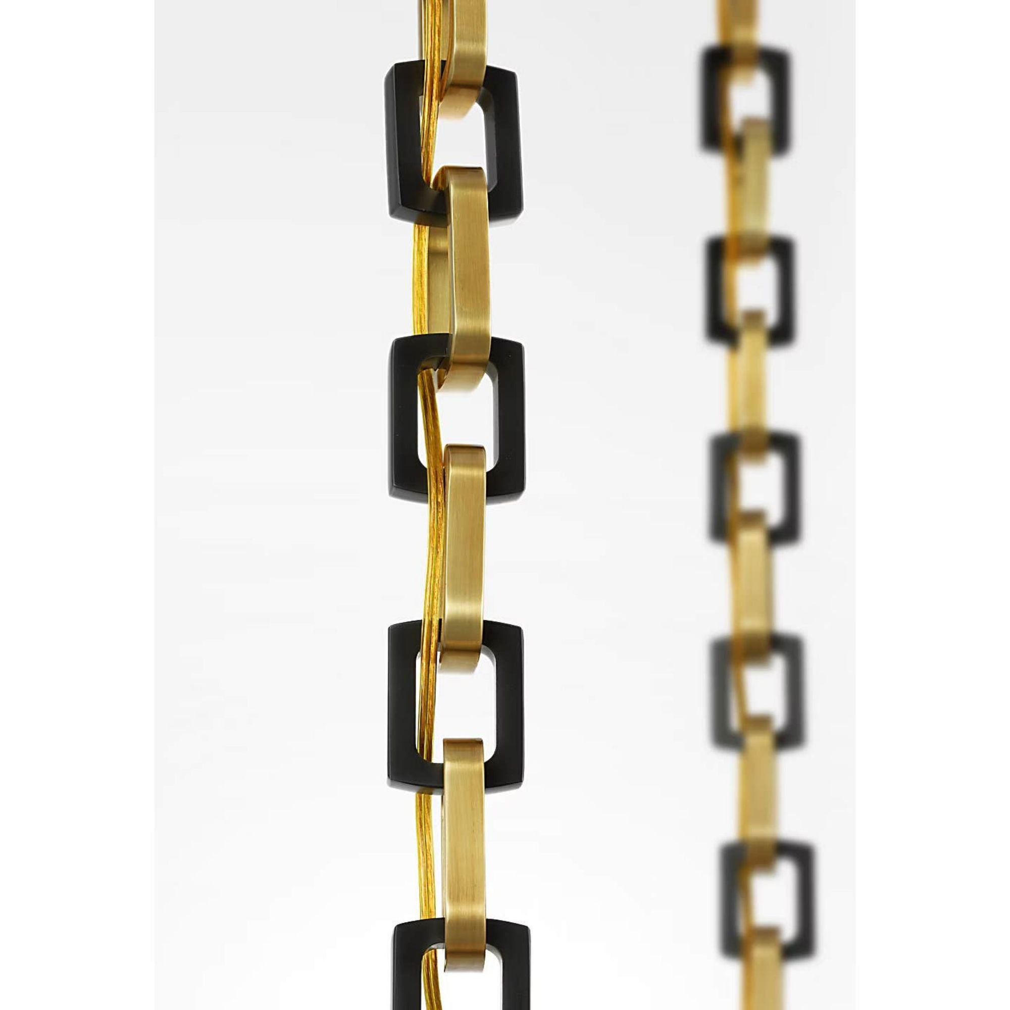 Marie Flanigan Bellamy 2 Light Statement Chain 12" Globe Chandelier in Soft Brass and Bronze with Clear Glass W37"