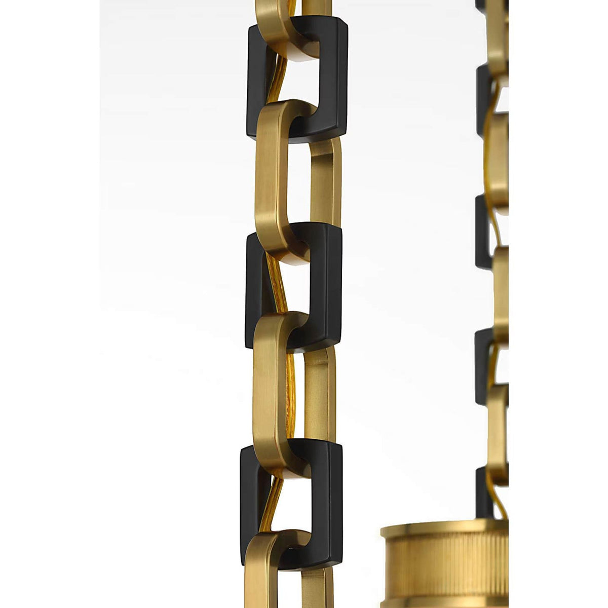 Marie Flanigan Bellamy 2 Light Statement Chain 16" Globe Chandelier in Soft Brass and Bronze with White Glass W41"