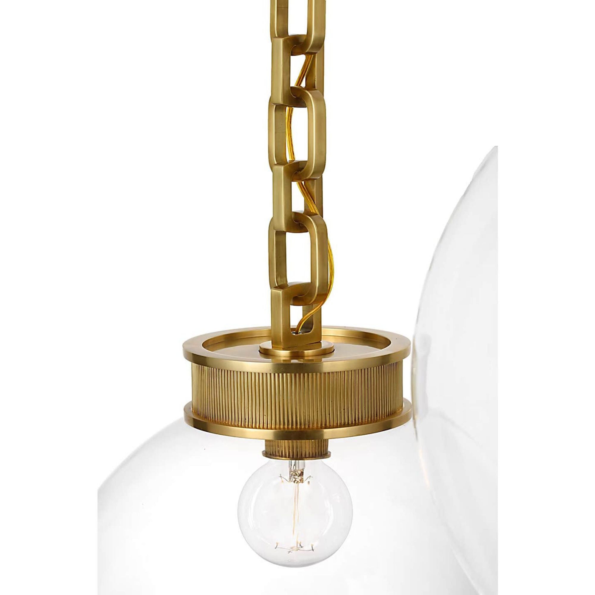Marie Flanigan Bellamy 2 Light Statement Chain 16" Globe Chandelier in Soft Brass with Clear Glass W41"