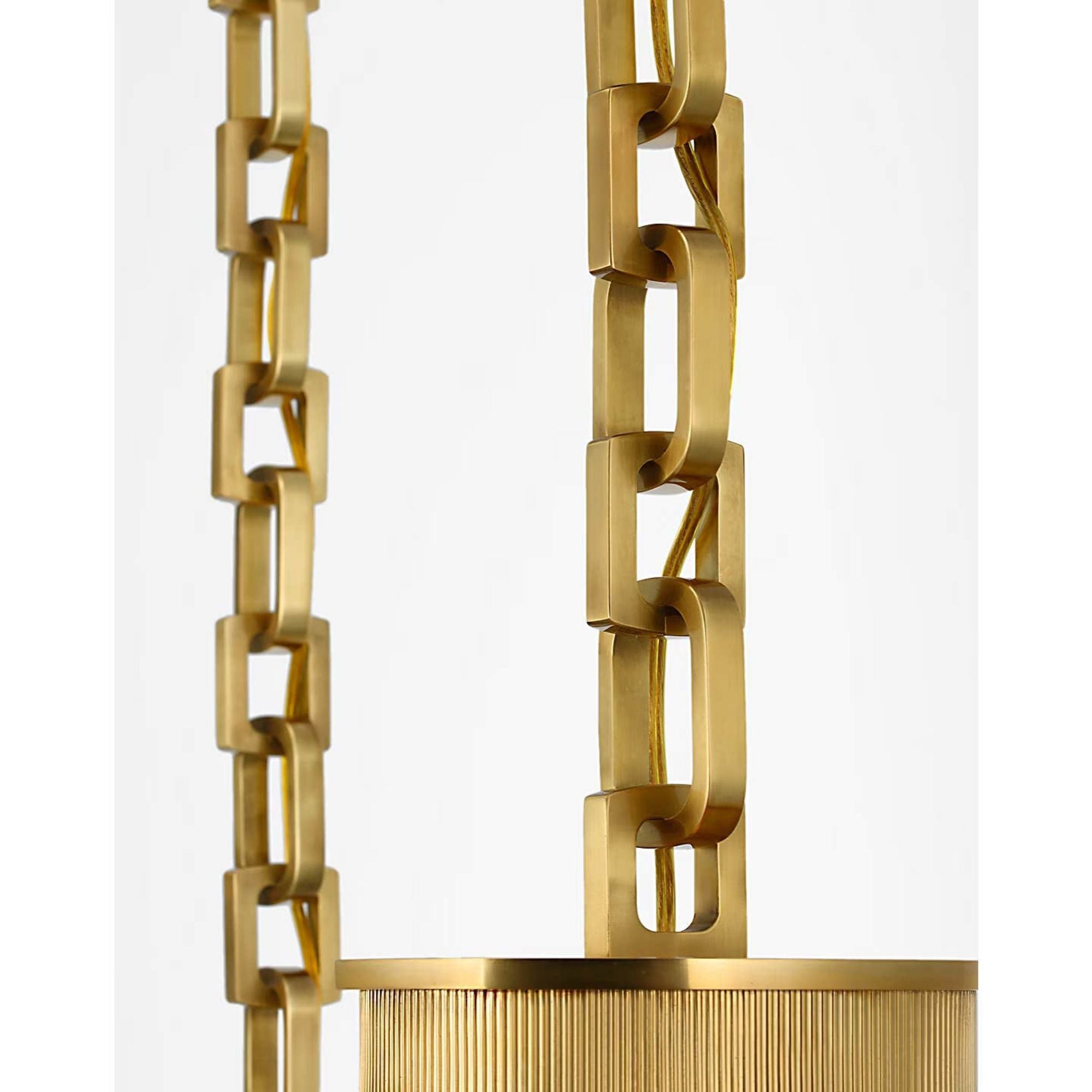 Marie Flanigan Bellamy 2 Light Statement Chain 16" Globe Chandelier in Soft Brass with Clear Glass W41"