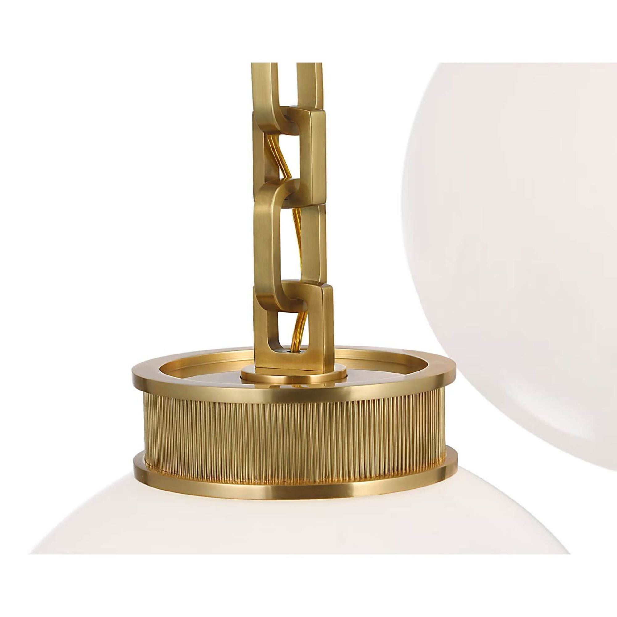 Marie Flanigan Bellamy 2 Light Statement Chain 16" Globe Chandelier in Soft Brass with White Glass W41"