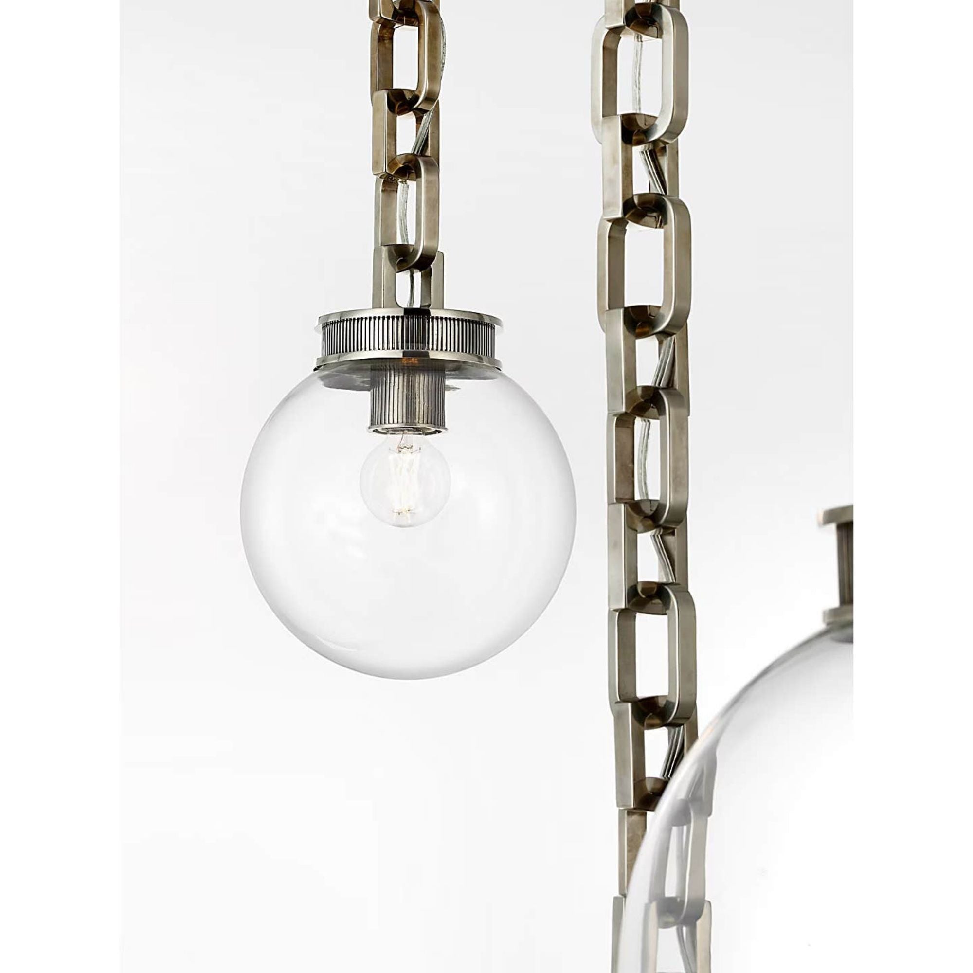 Marie Flanigan Bellamy 3 Light Statement Chain Multi Globe Chandelier in Pewter with Clear Glass W51"