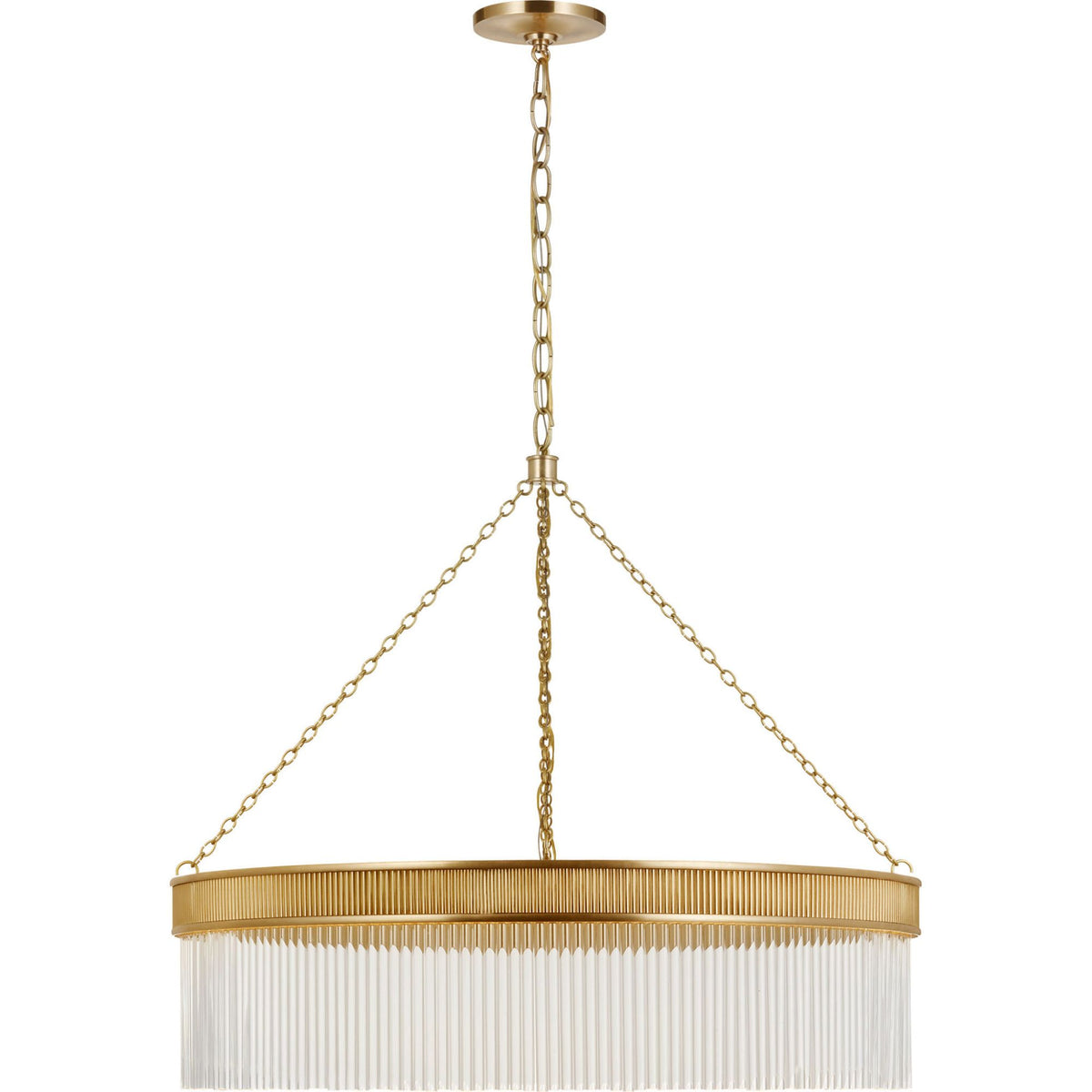 Marie Flanigan Menil Large Chandelier in Soft Brass with Crystal Rods W34.25" x H29"