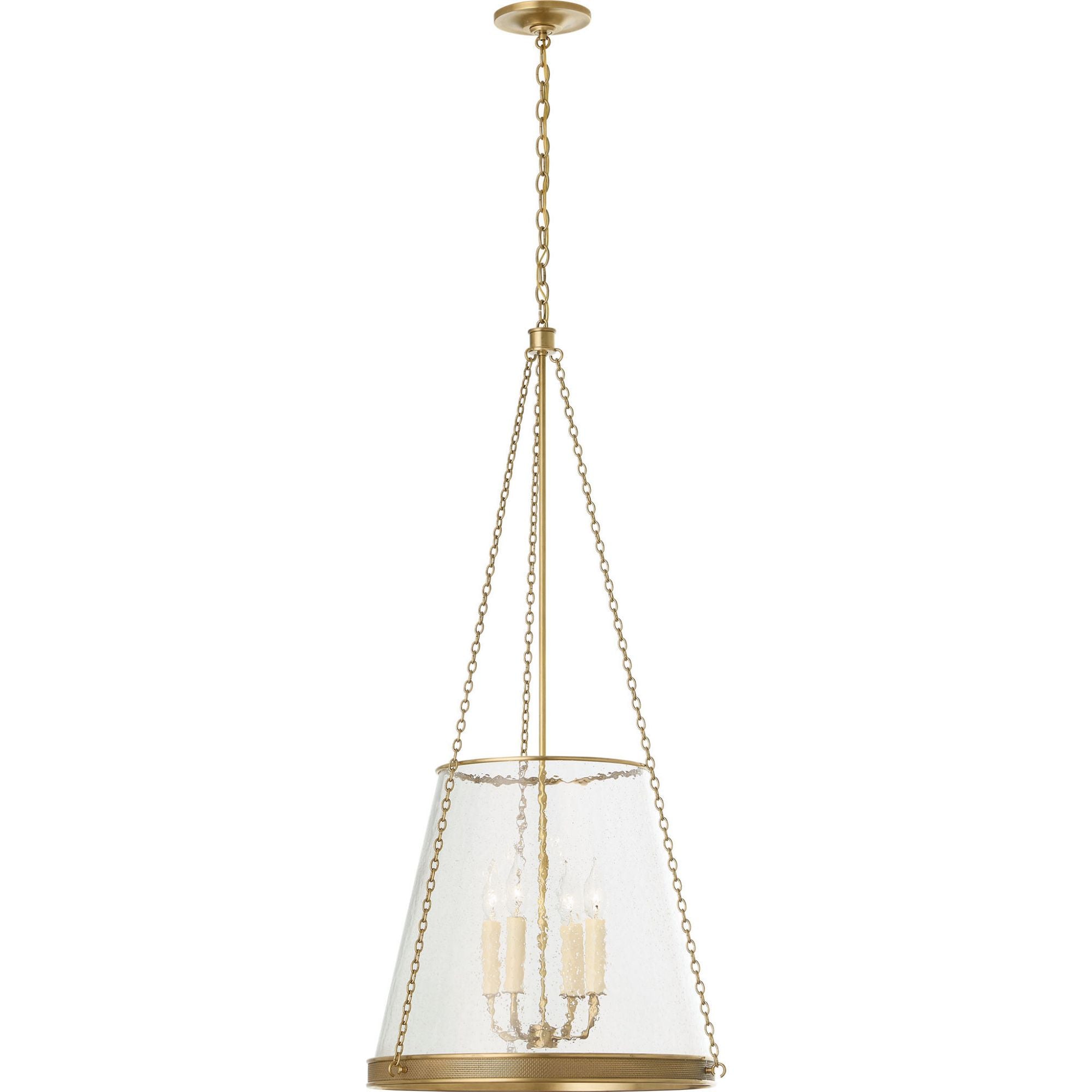 Marie Flanigan Reese 18" Pendant in Soft Brass with Clear Restoration Glass W18" x H40.75"