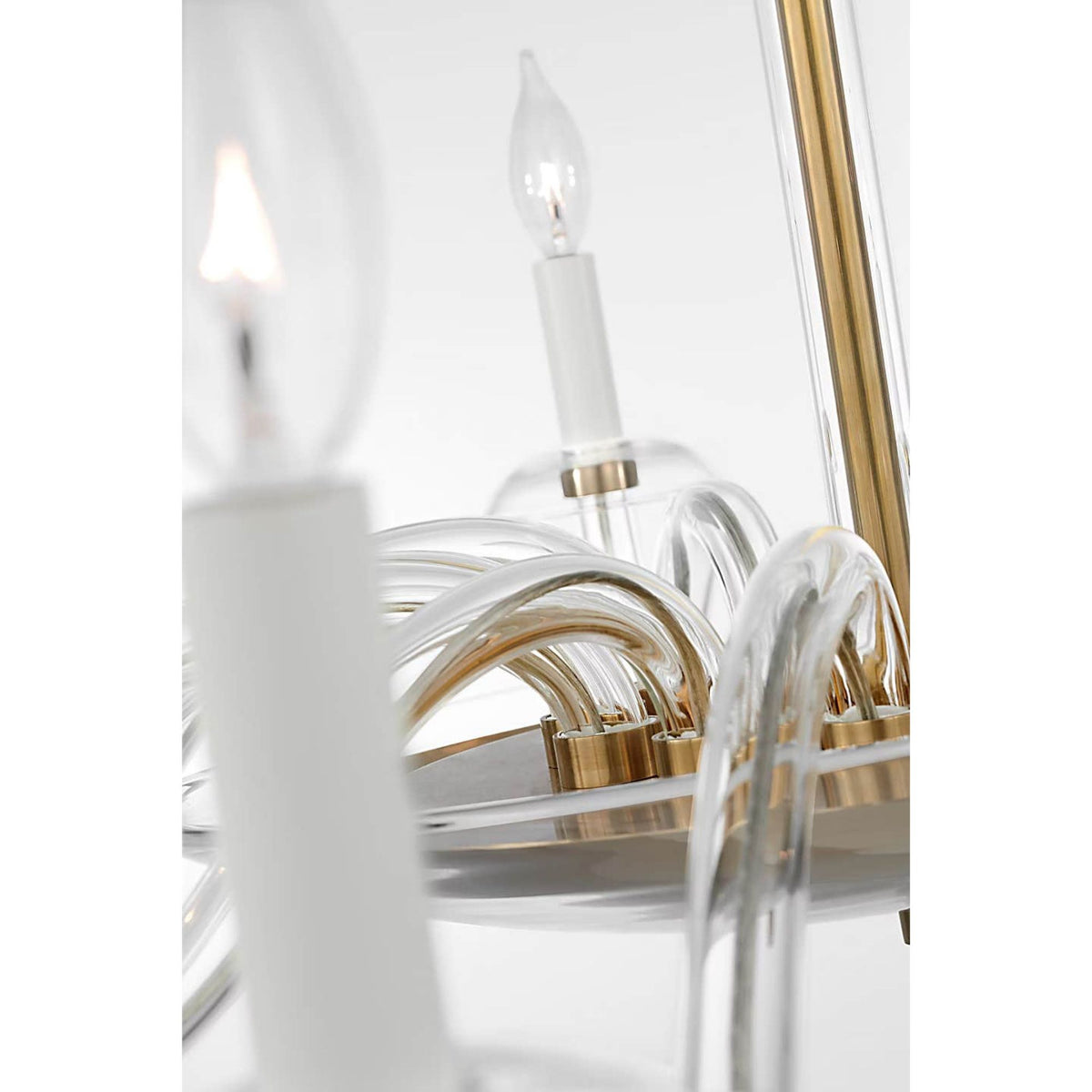 Paloma Contreras Brigitte Grande Chandelier in Clear Glass and Hand-Rubbed Antique Brass W50" x H23.25"