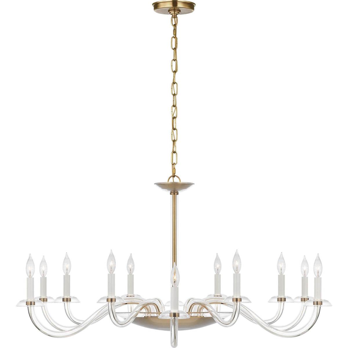 Paloma Contreras Brigitte Grande Chandelier in Clear Glass and Hand-Rubbed Antique Brass W50" x H23.25"