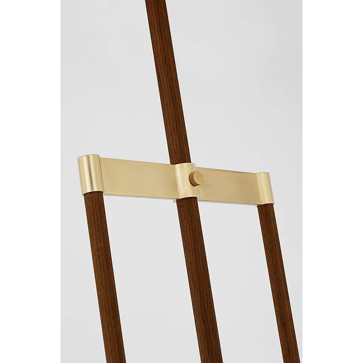 Ray Booth Alda 57" Adjustable Floor Lamp in Antique-Burnished Brass and Walnut with Linen Shade W21" x H55.25" - 72"